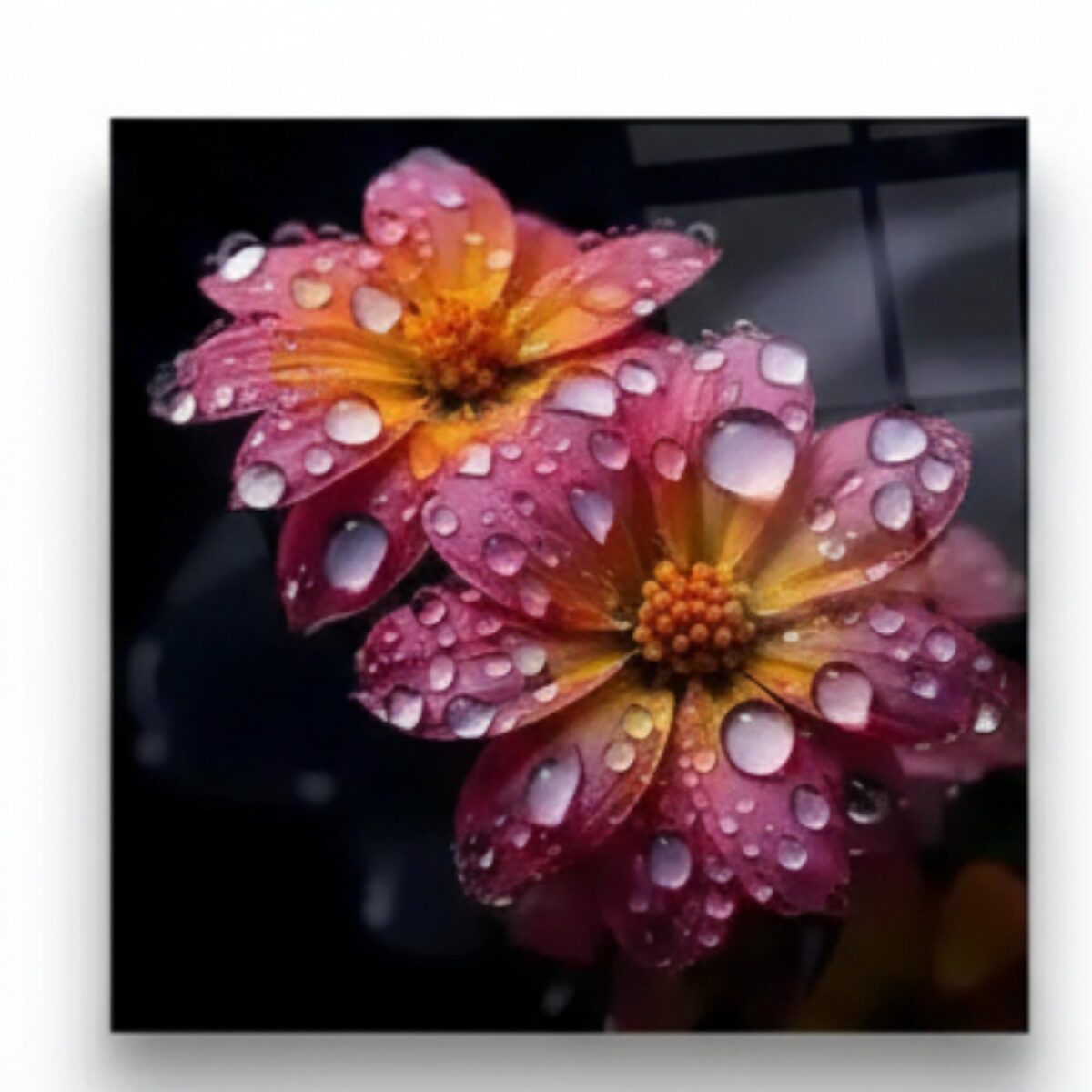 Rain-Drenched Blossoms Glass Wall Art