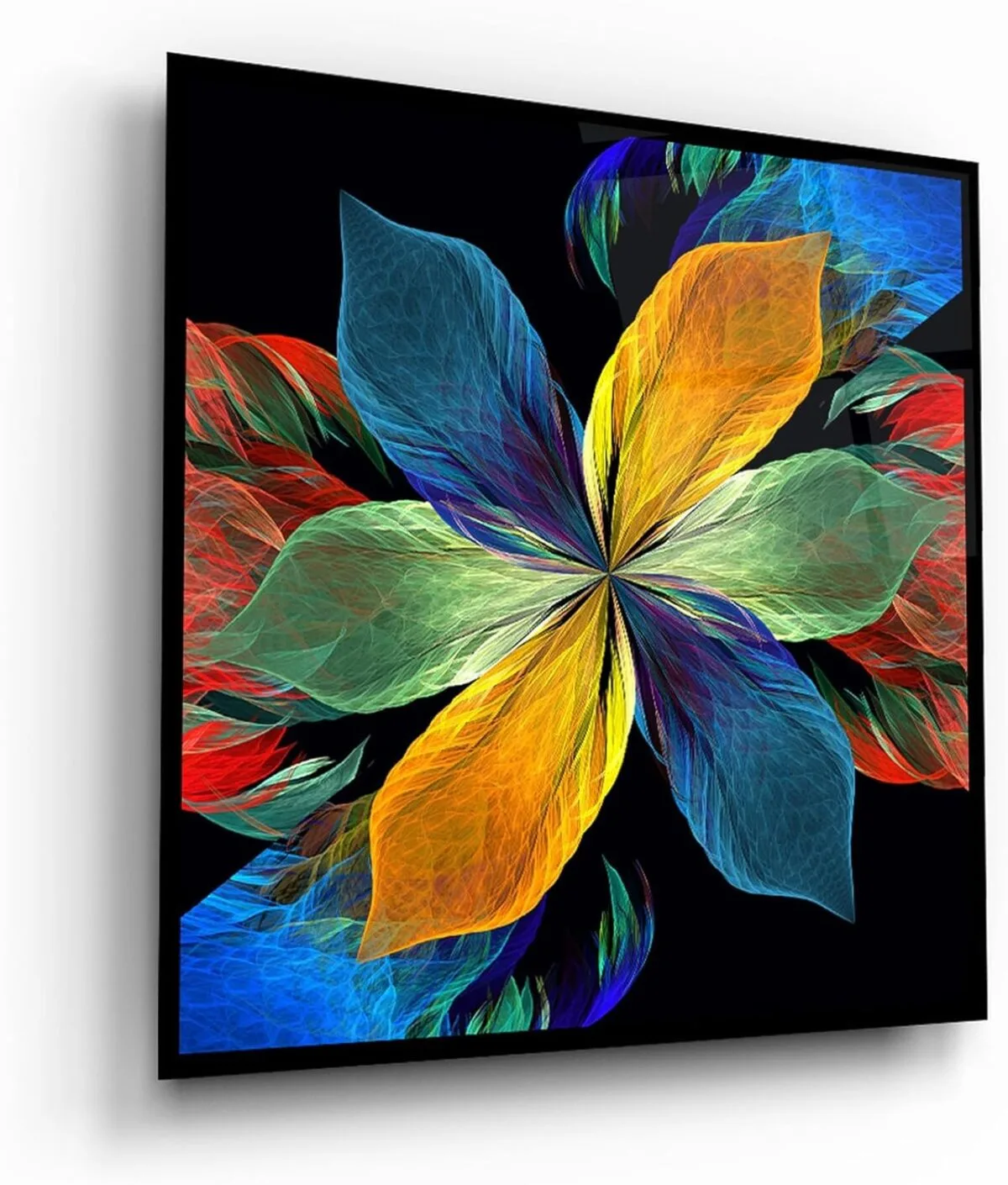 Colorful Fractal Flower Glass Wall Art