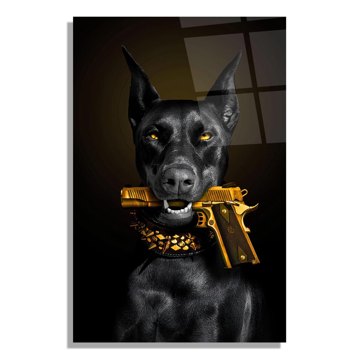 Doberman Dog Glass Wall Art