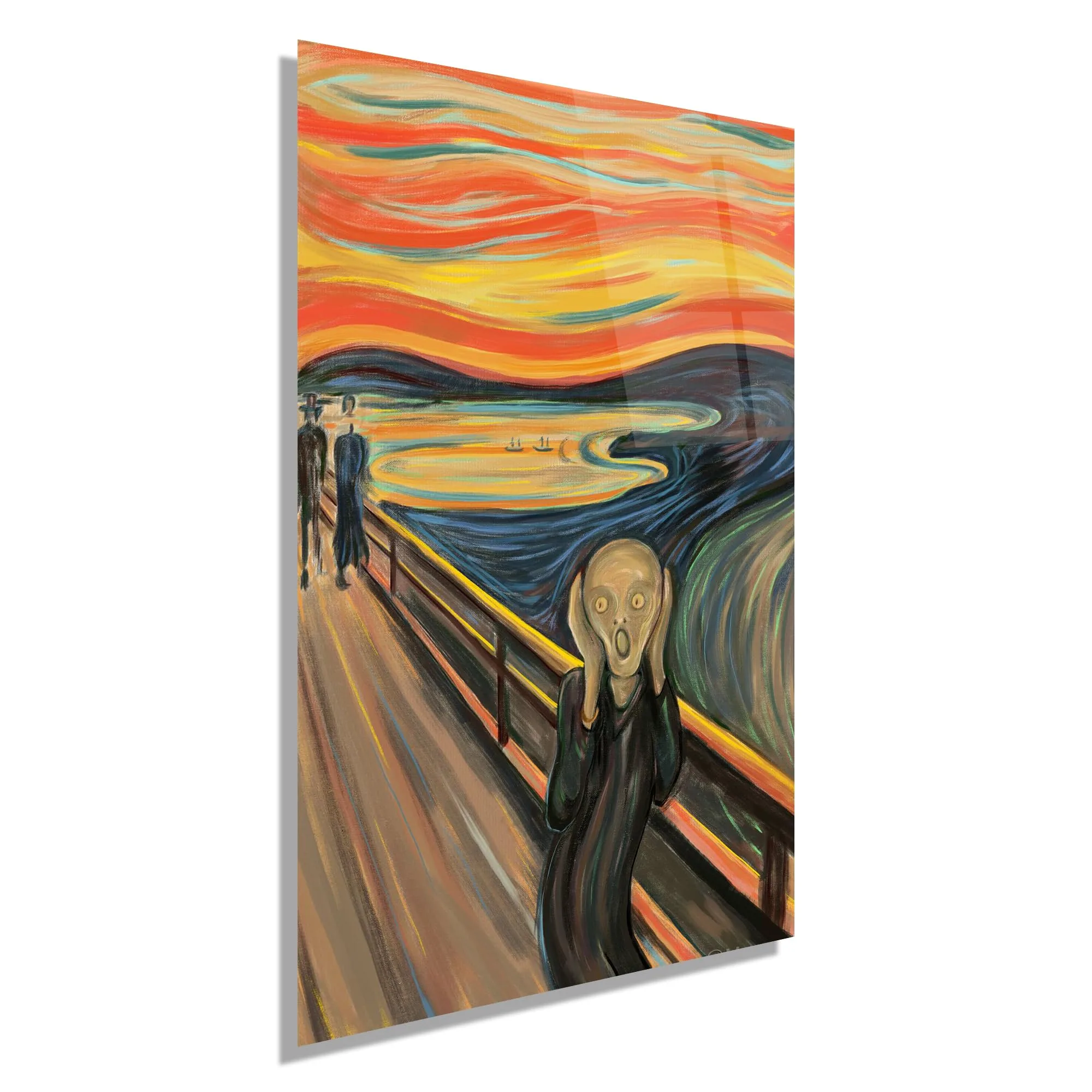 Expressionist Scream Style Painting Glass Wall Art