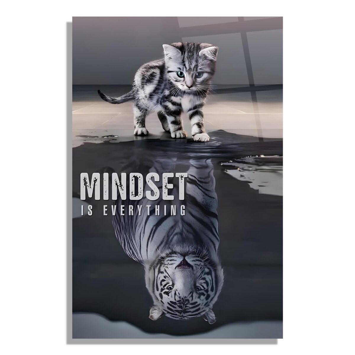 Motivational Cat Glass Wall Art