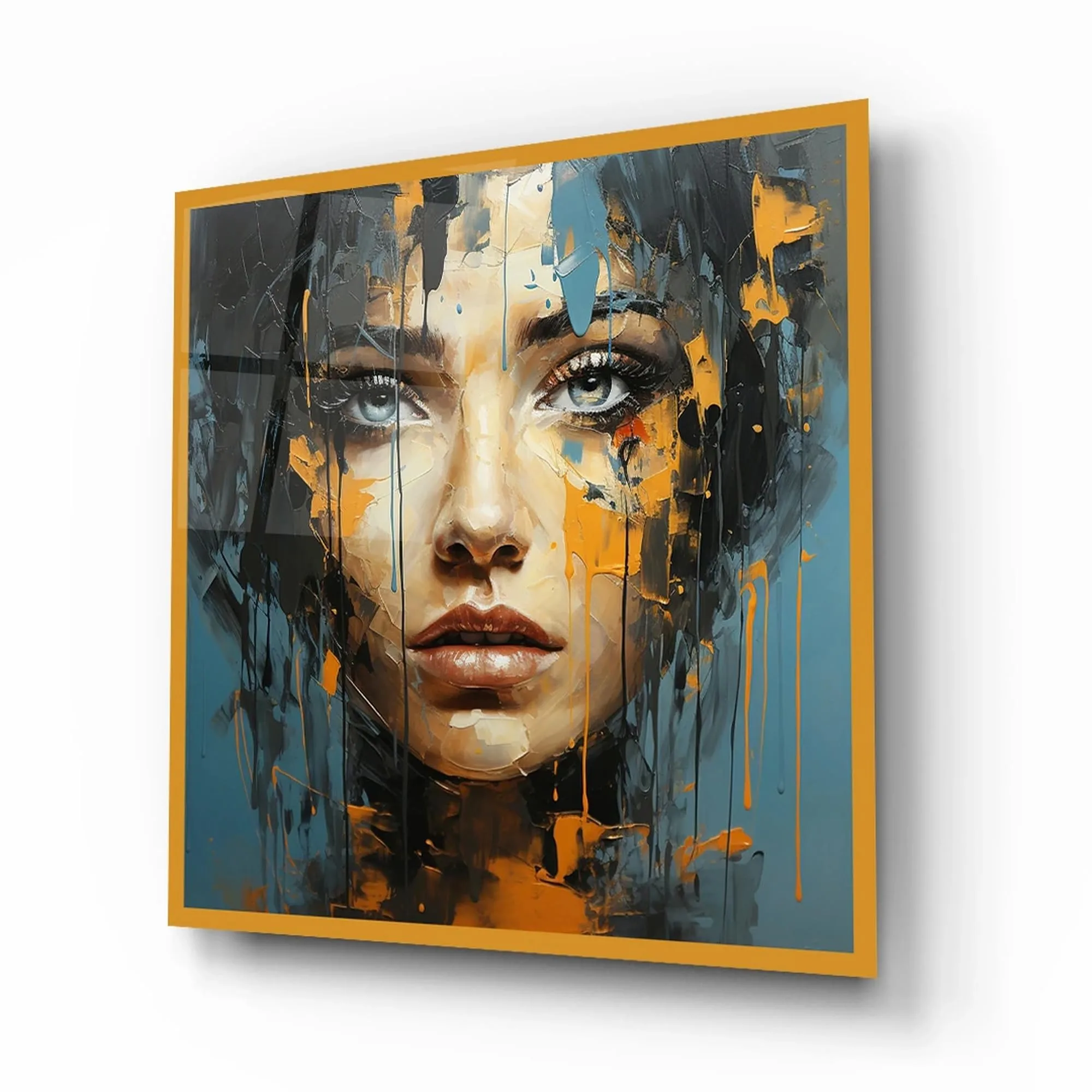 Lady Face Portrait Glass Wall Art