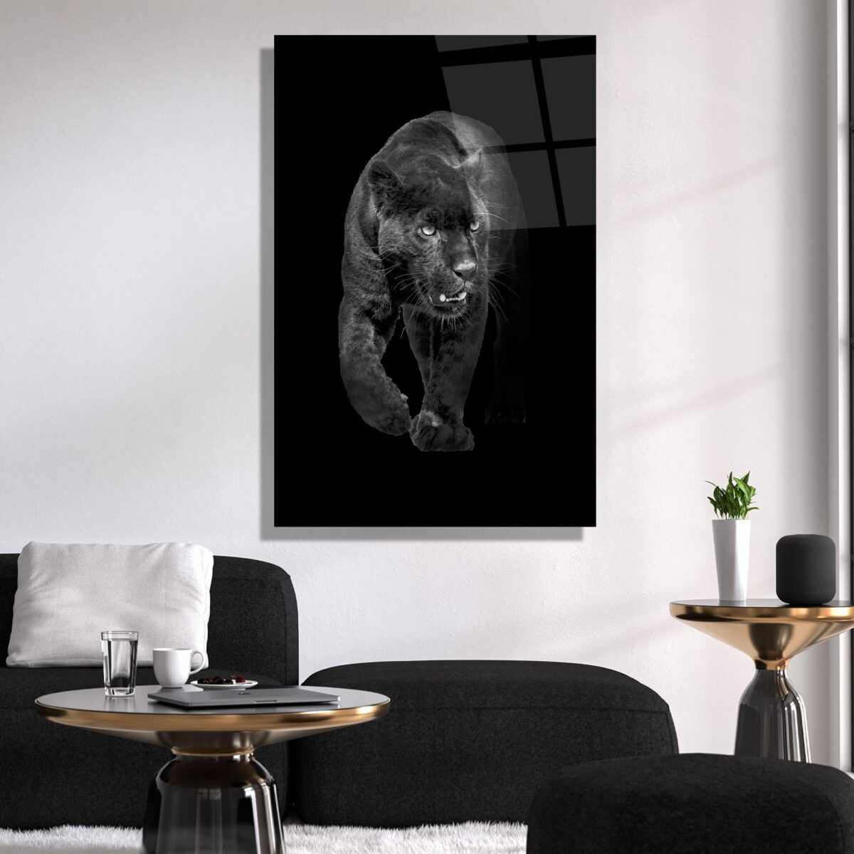 Black Panther Glass Wall Art
