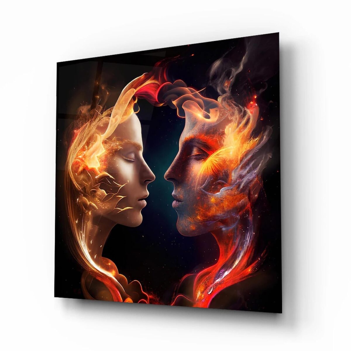 Rose and Thorn Flame Glass Wall Art