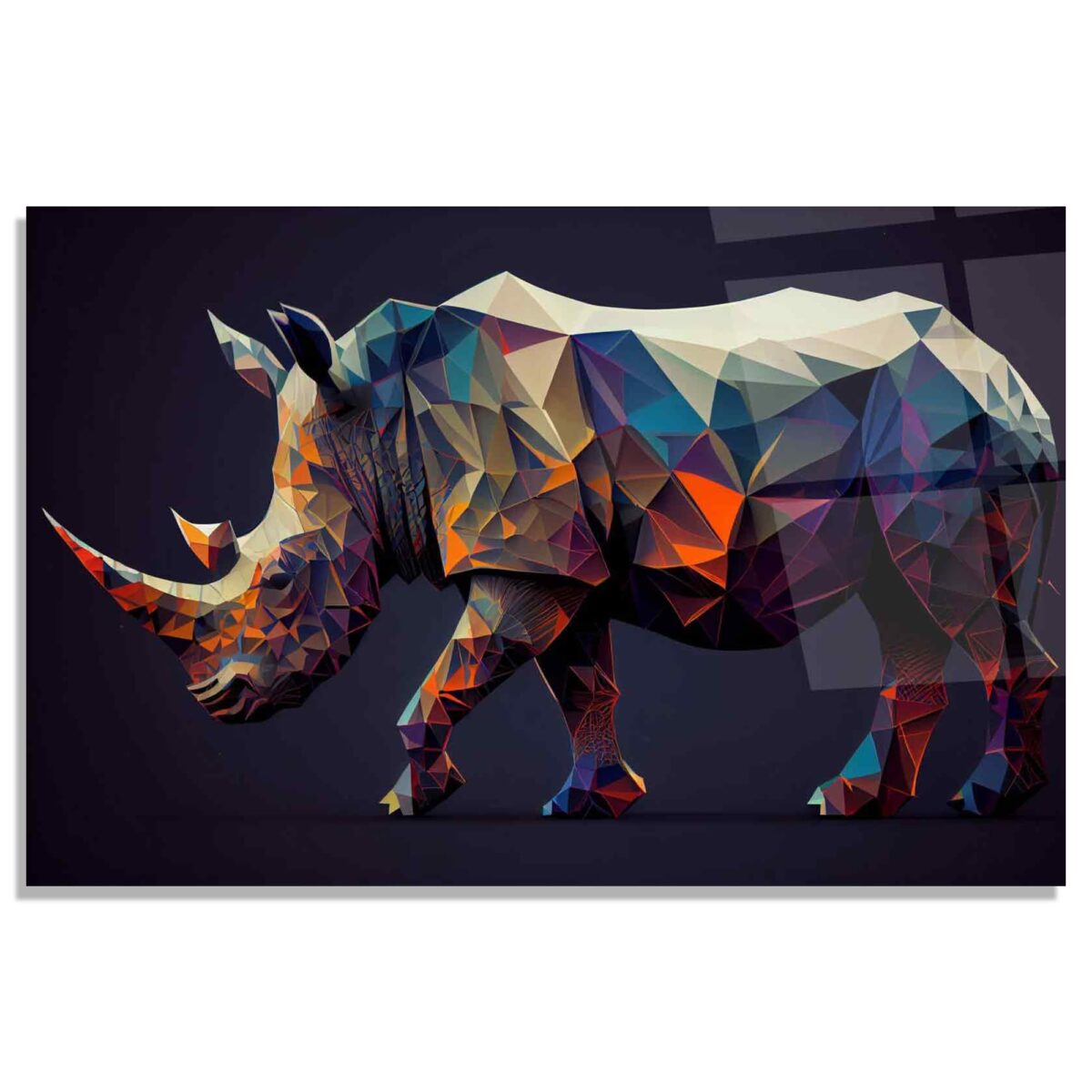 Colorful Rhinoceros Glass Wall Art