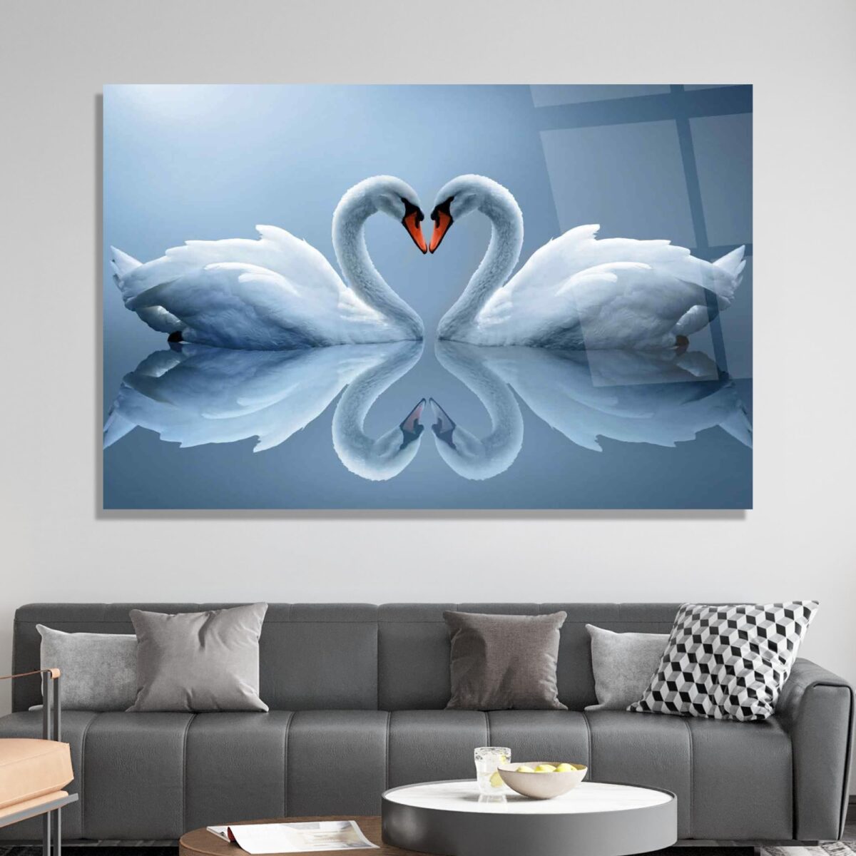 Swans Glass Wall Art