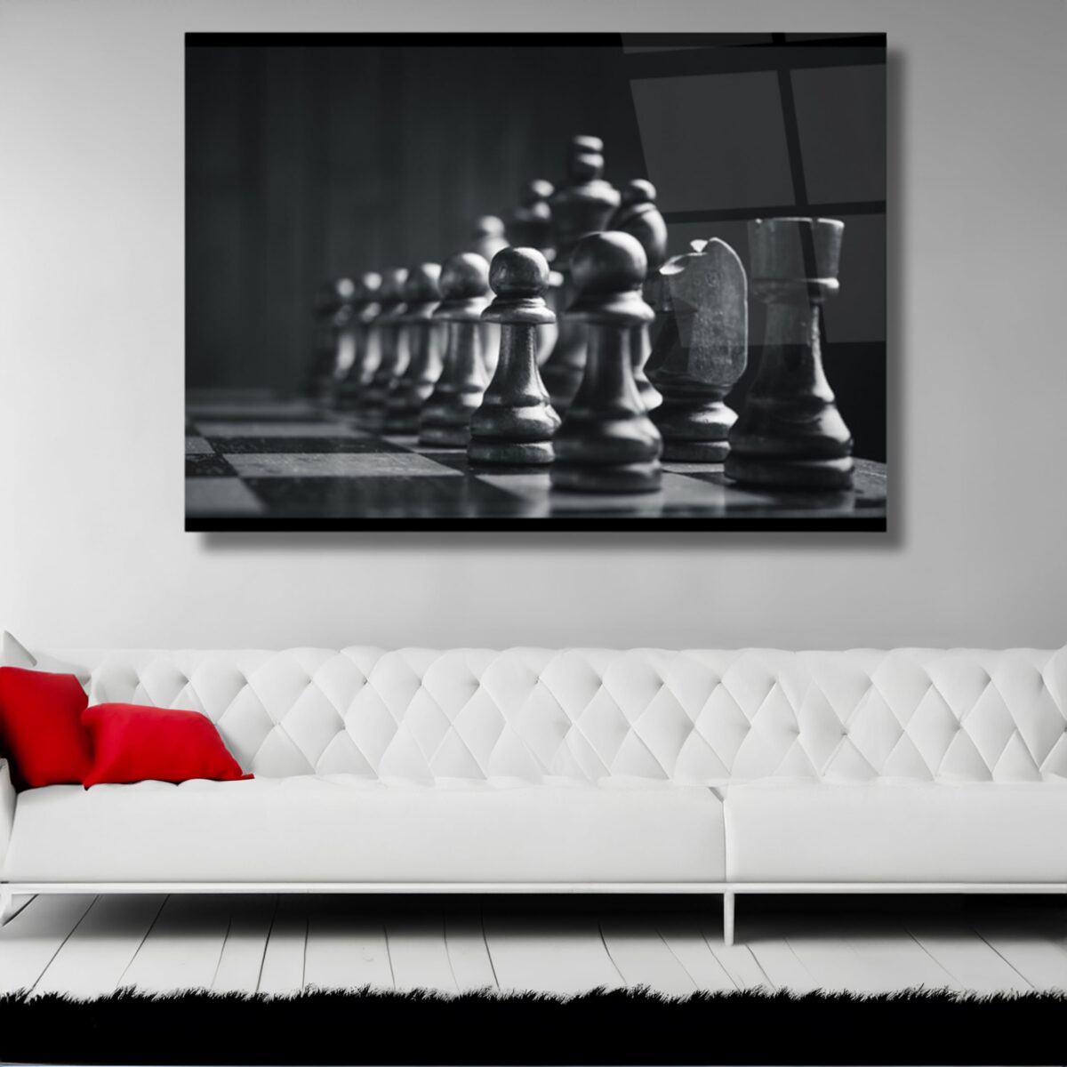 Chess Pieces Strategy Glass Wall Art
