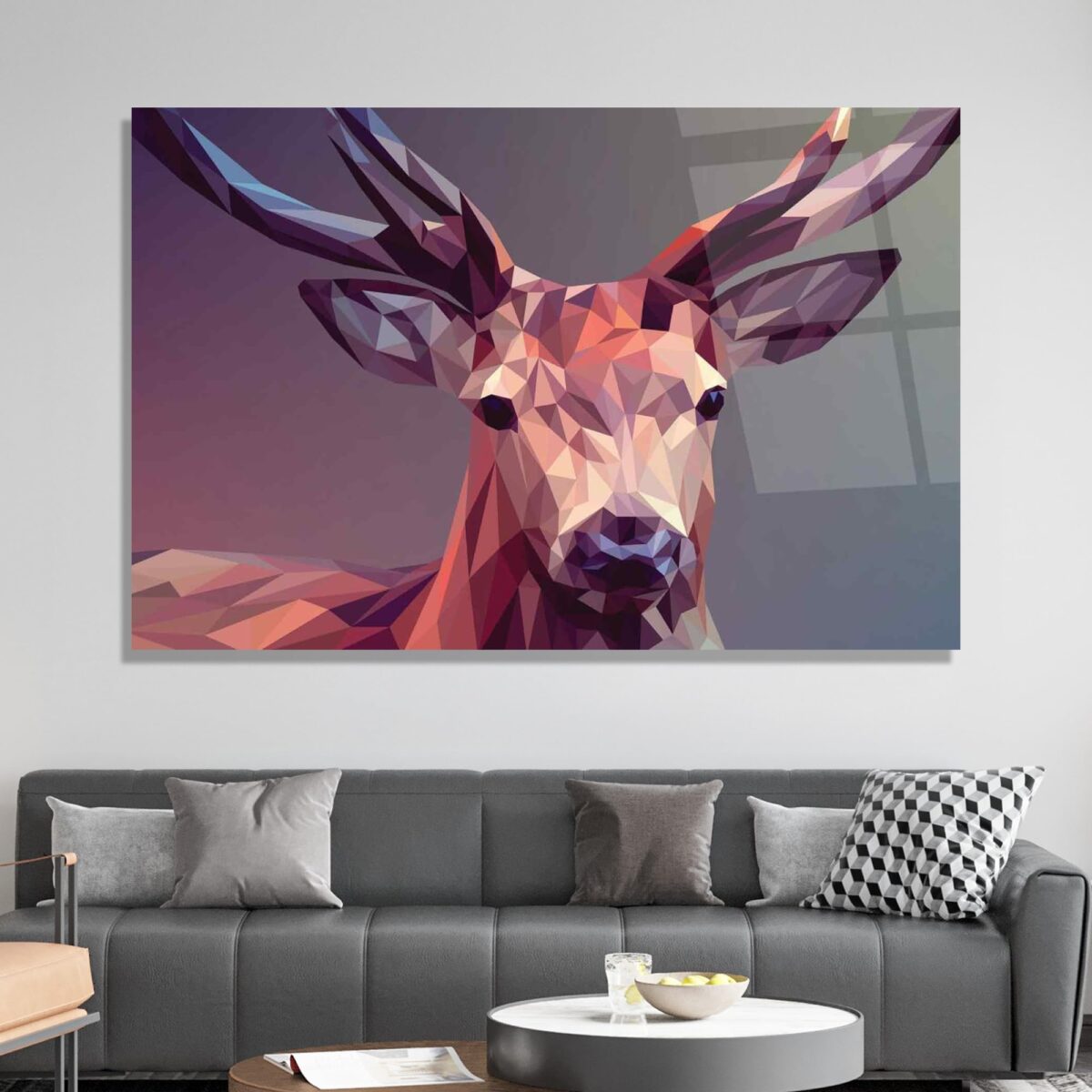 Polygonal Deer Glass Wall Art