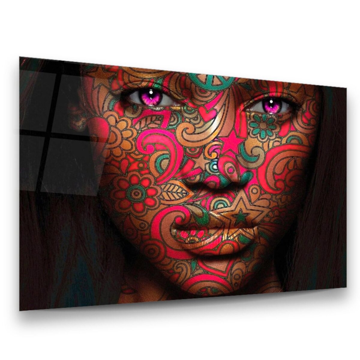Patterned Woman Face Glass Wall Art