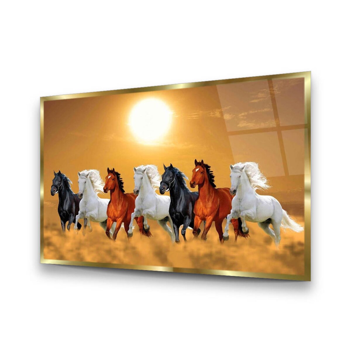Sunset Horses Glass Wall Art
