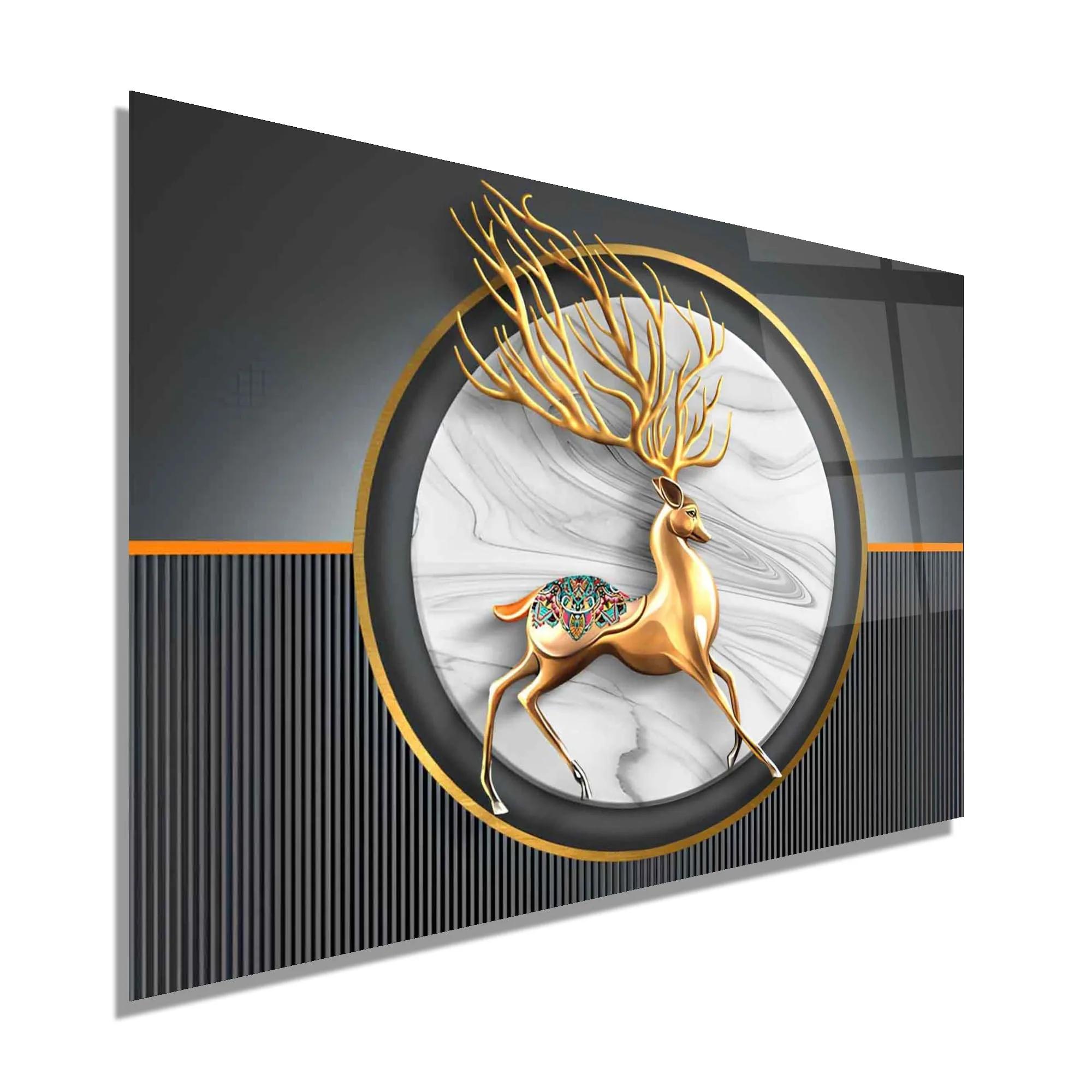 Gold Deer Glass Wall Art