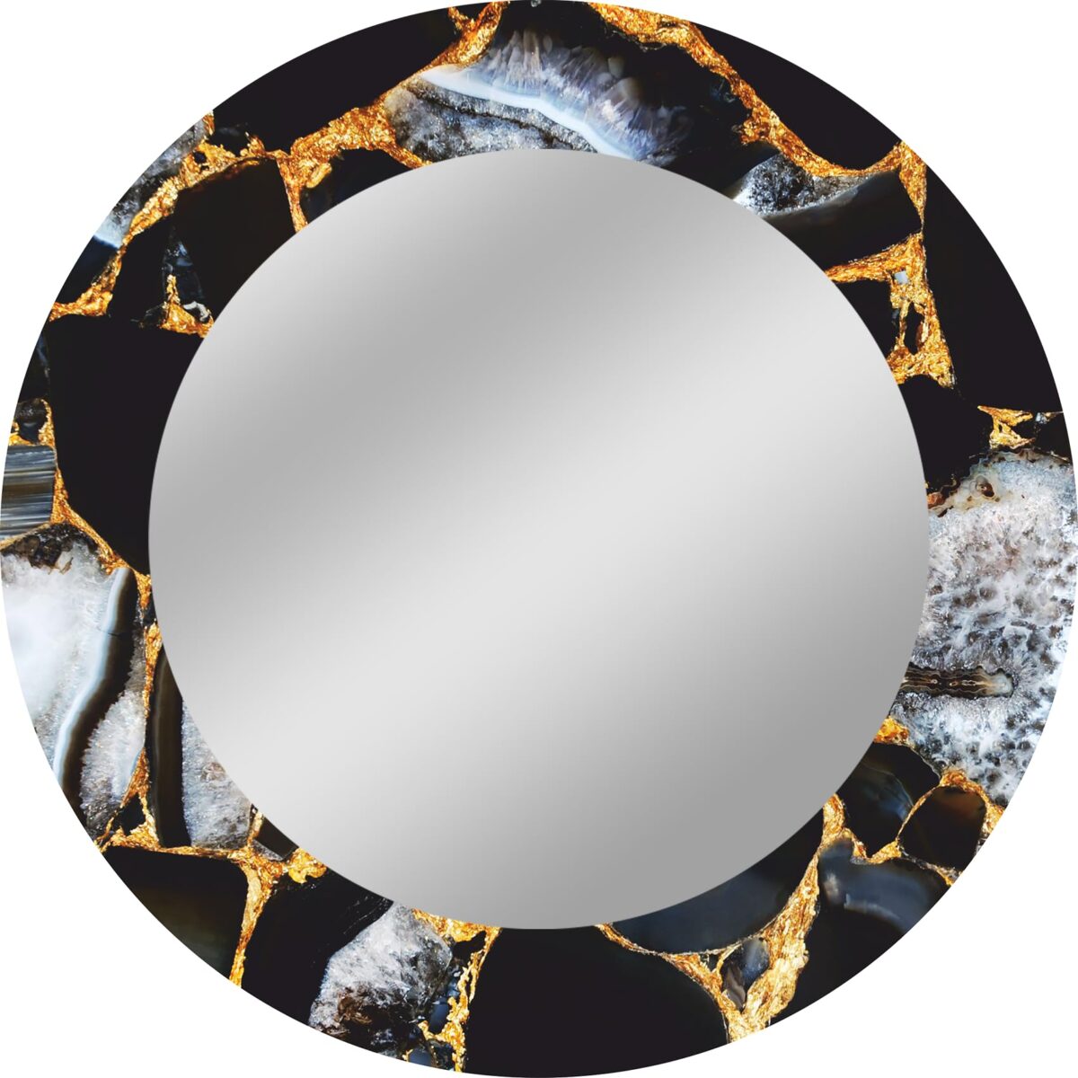 Circle Wall Mirror with Glass Frame