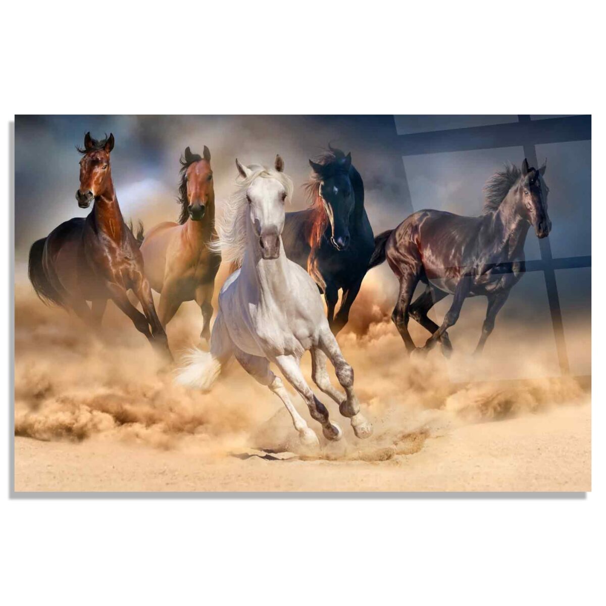 Galloping Horses Glass Wall Art