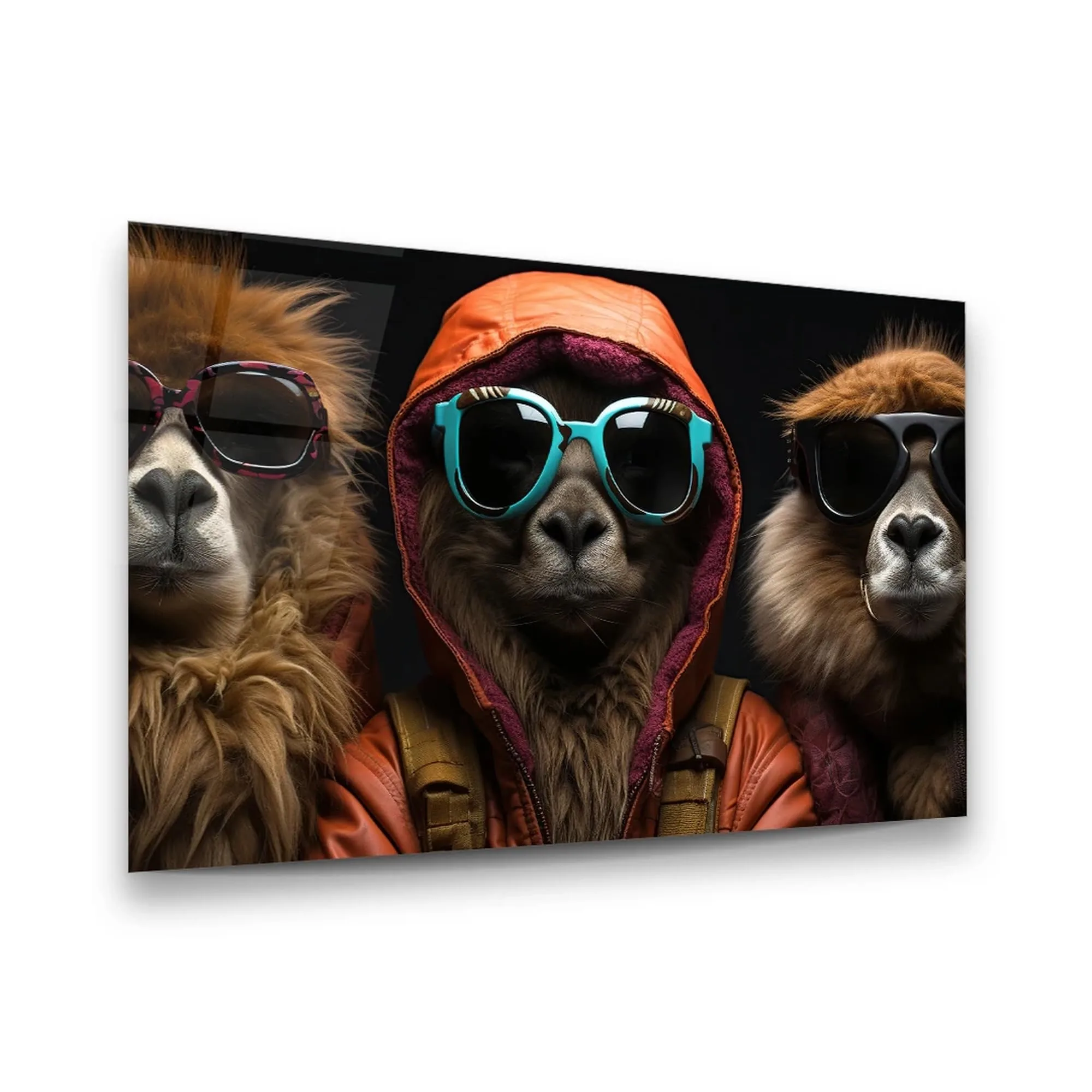 Fashion Lion's Glass Wall Art