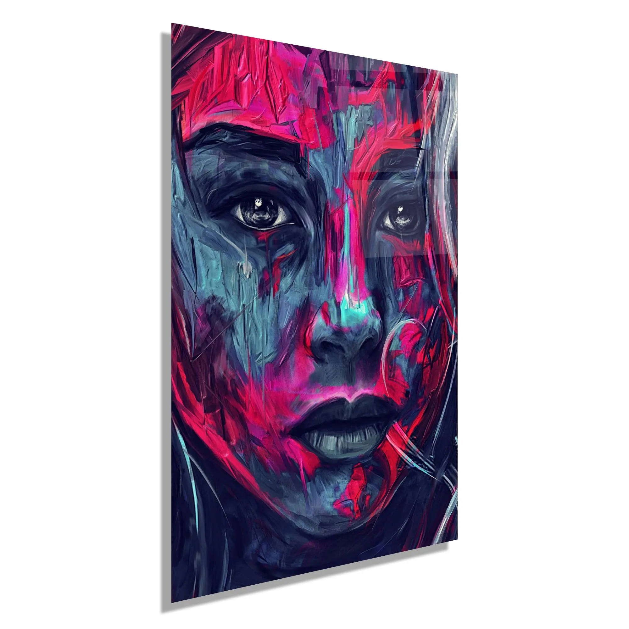 Abstract Woman Face Glass Wall Art