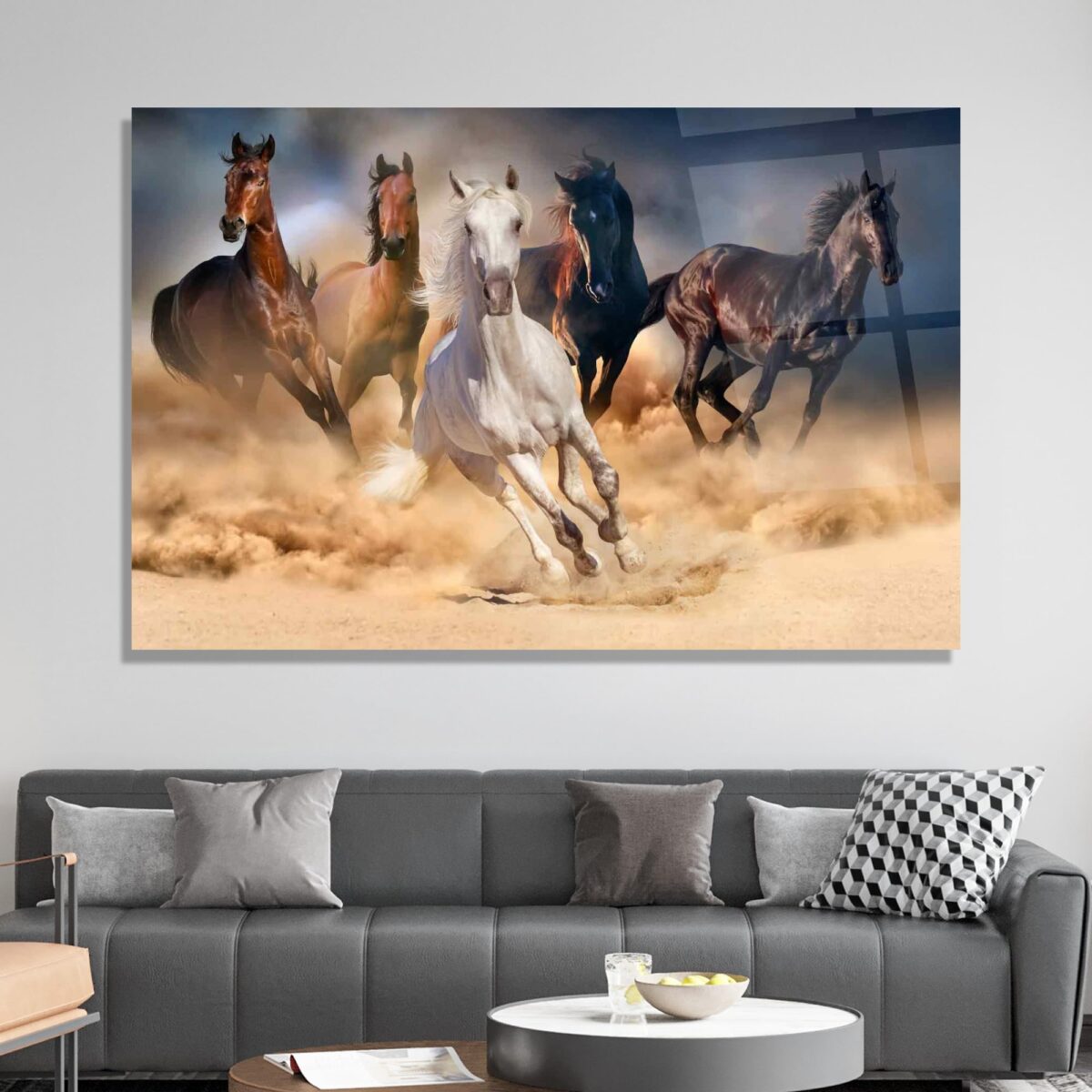 Galloping Horses Glass Wall Art