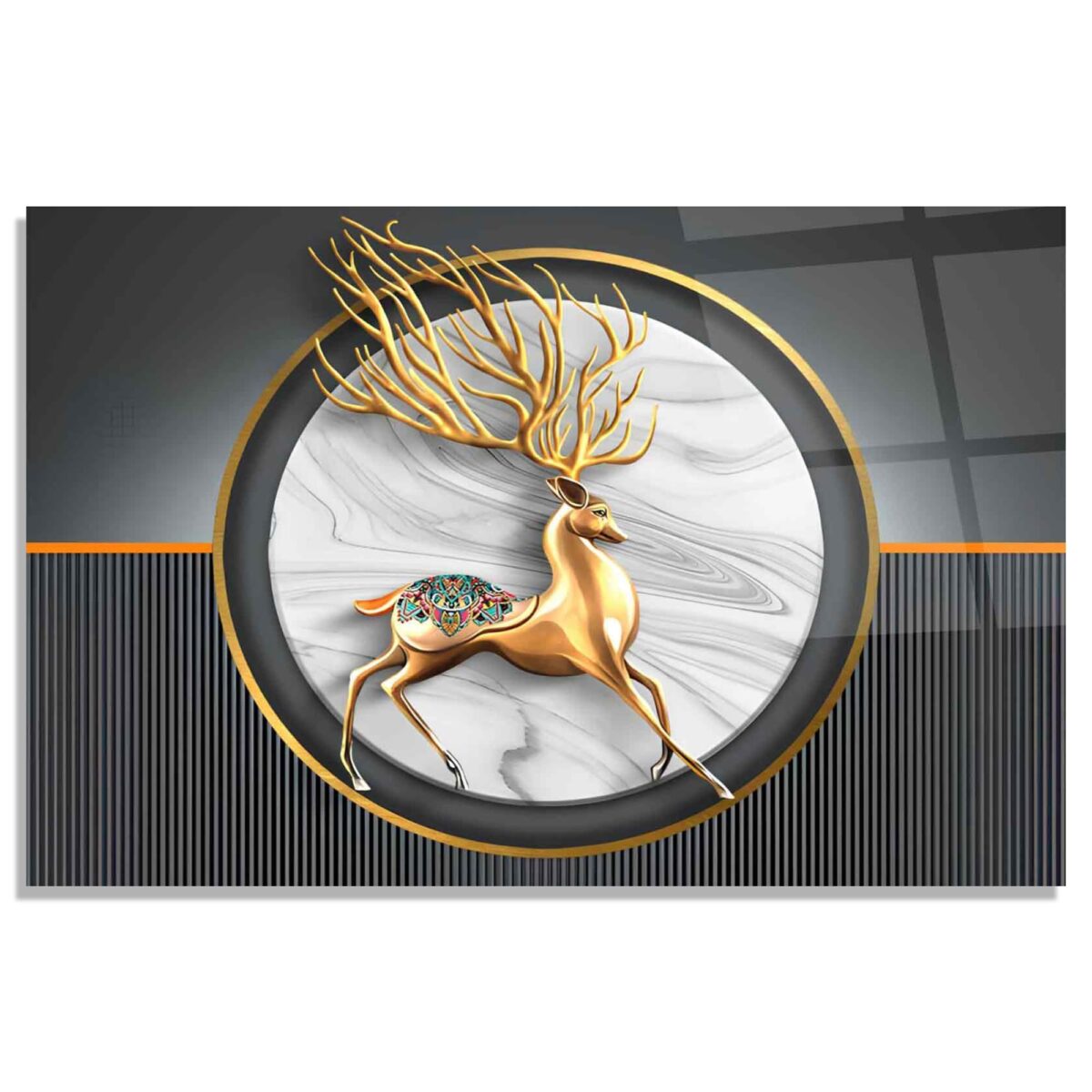 Gold Deer Glass Wall Art