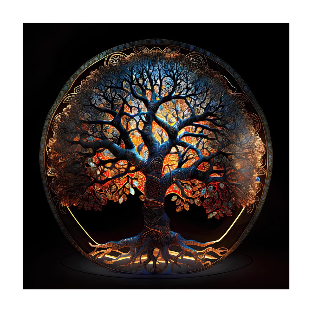 Tree of Life and Light Glass Wall Art
