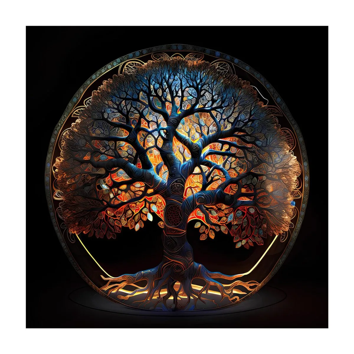 Tree of Life and Light Glass Wall Art