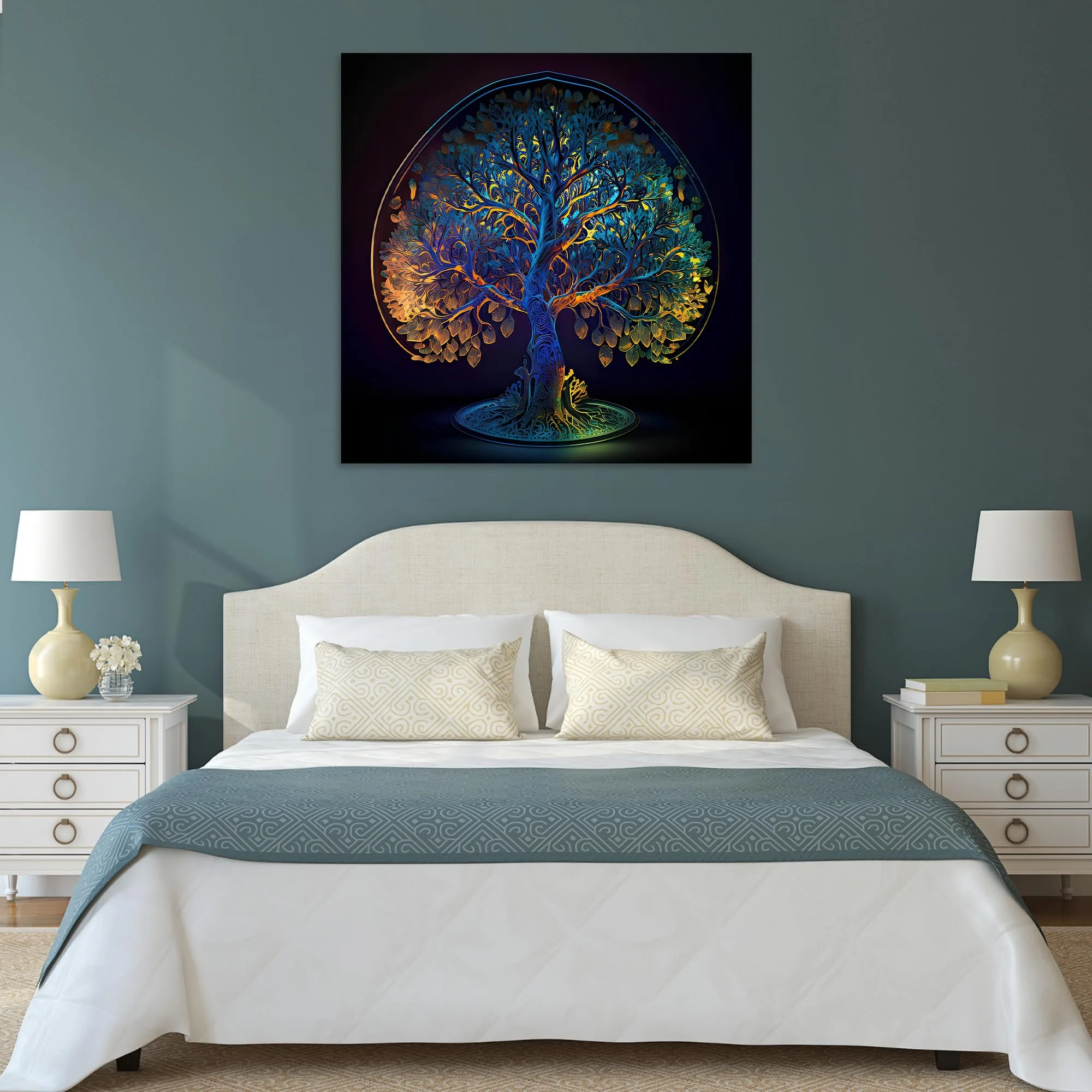 Glowing Tree of Life Glass Wall Art