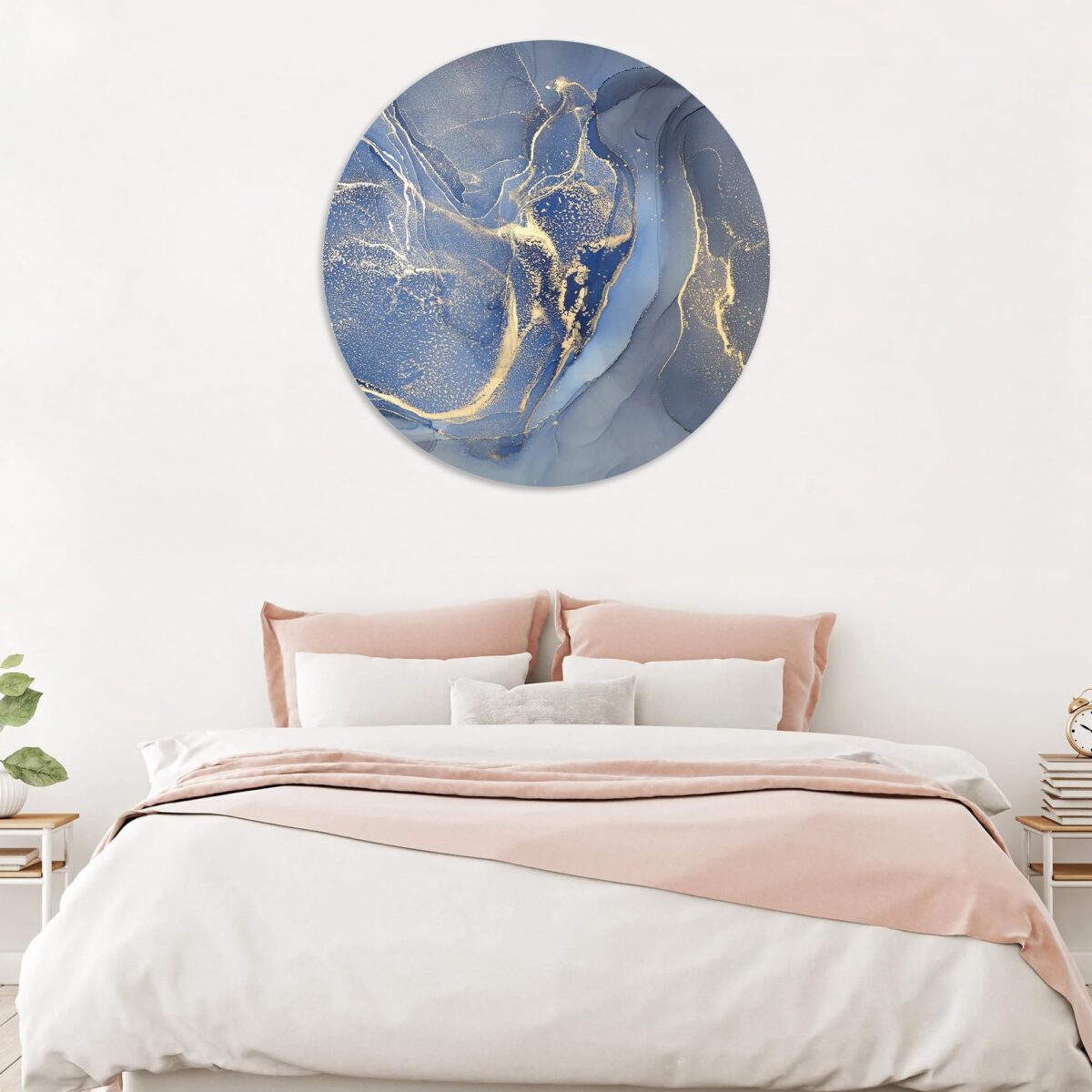 Blue and Gold Marble Glass Wall Art