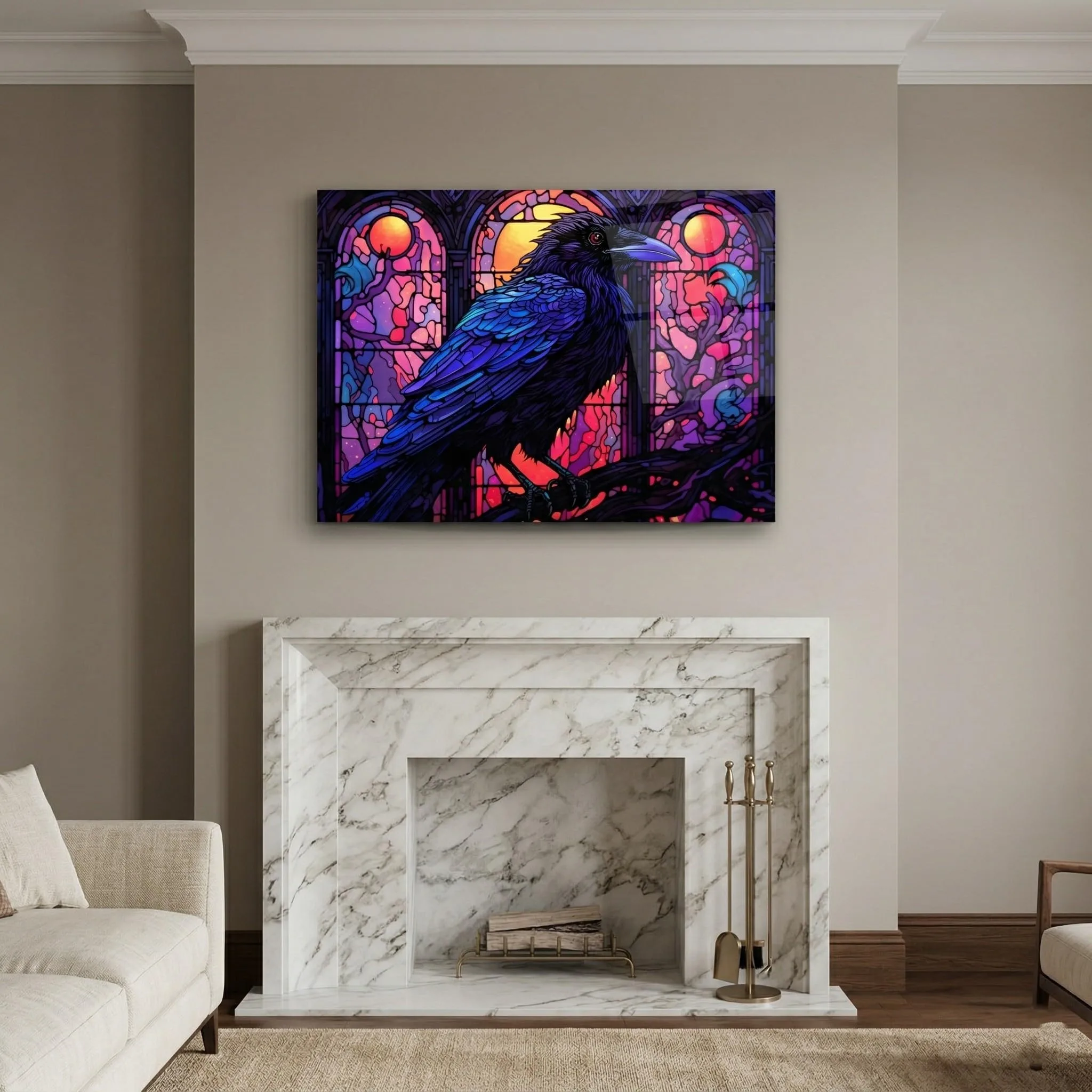 Raven Glass Wall Art