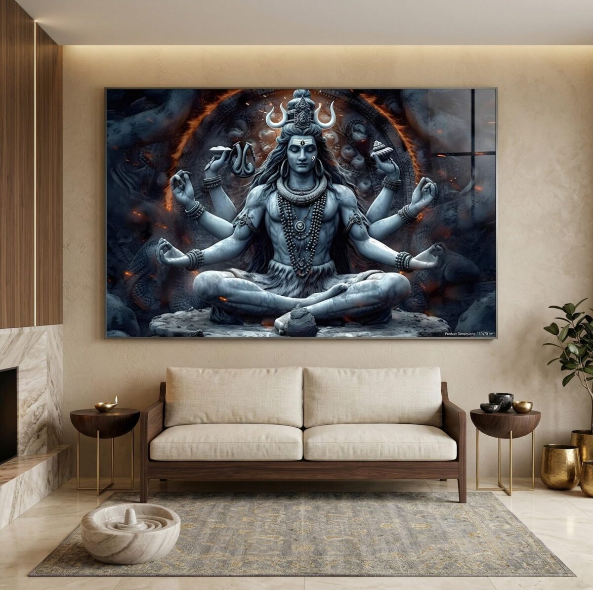Shiva Meditation Hindu Spiritual Decor Glass Wall Art