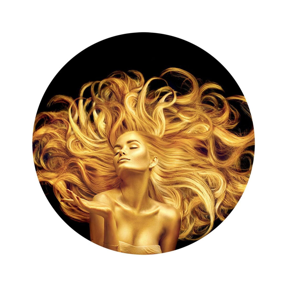 Golden Woman Glass Wall Art