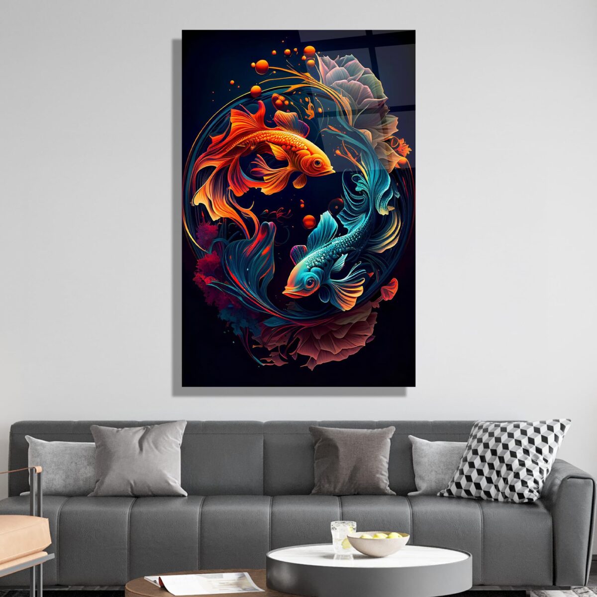 Koi Fish Glass Wall Art