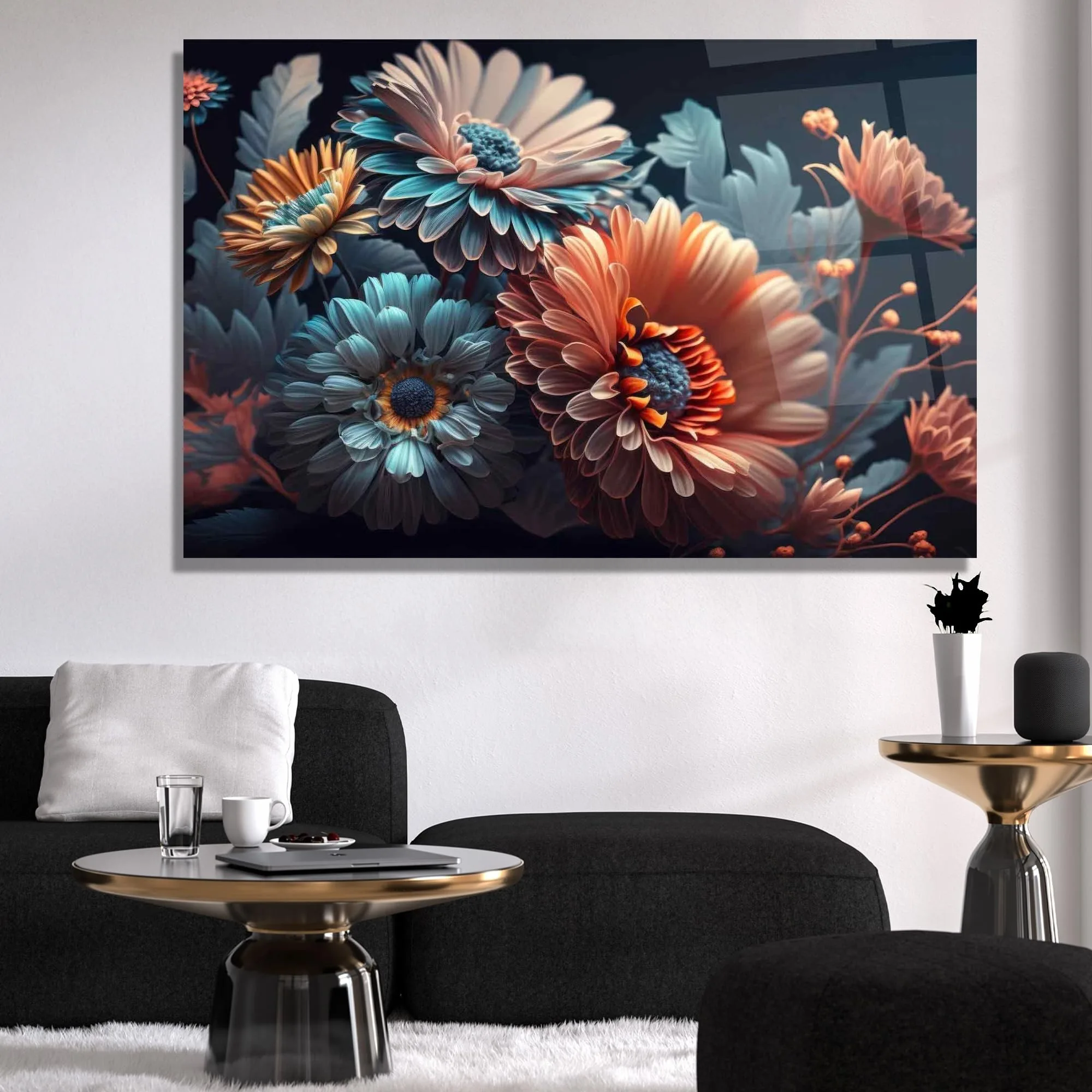 Floral Symphony Glass Wall Art