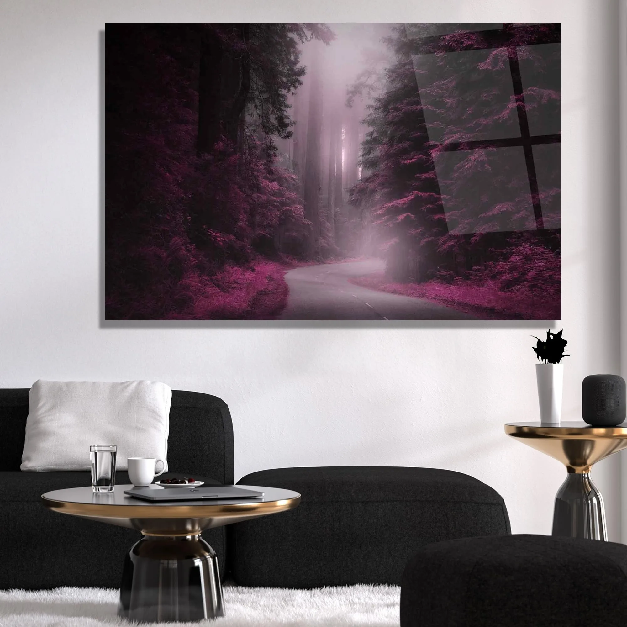 Mystic Forest Pathway Glass Wall Art