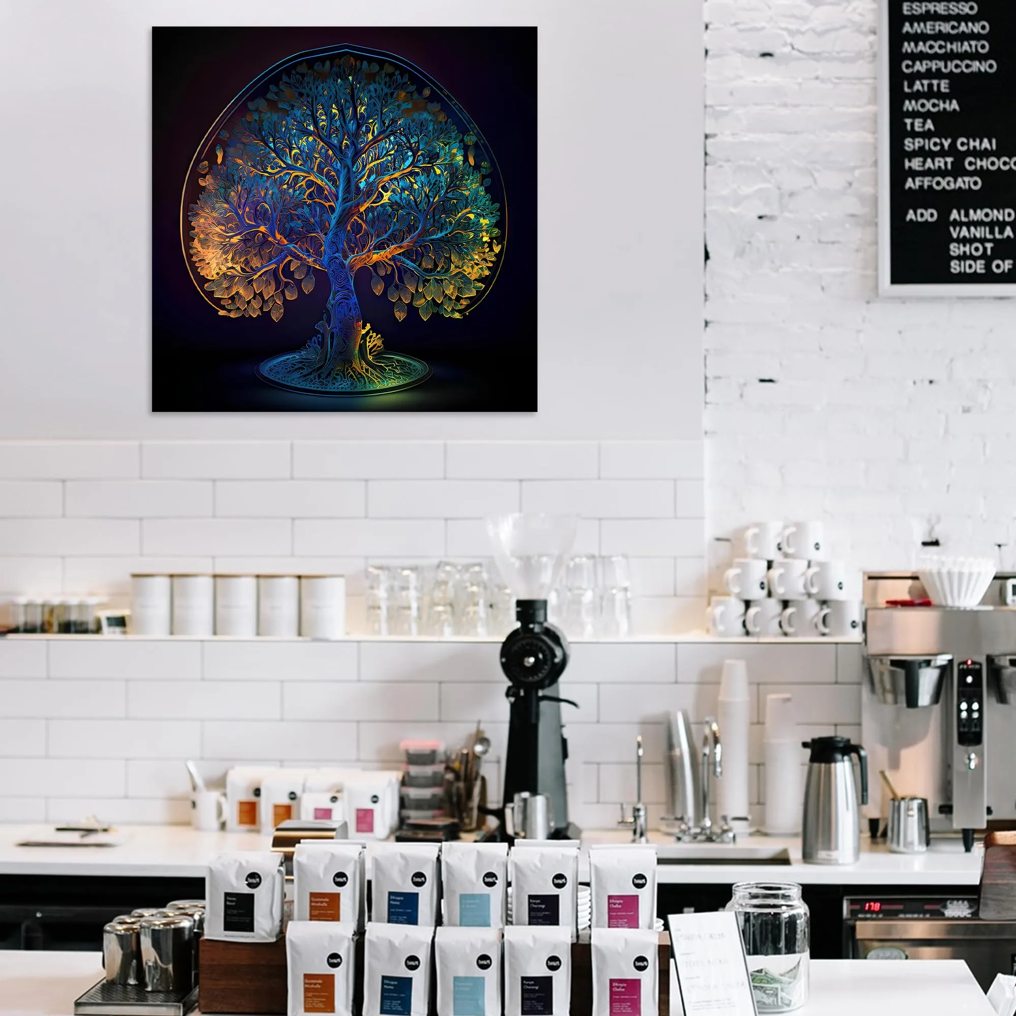 Glowing Tree of Life Glass Wall Art
