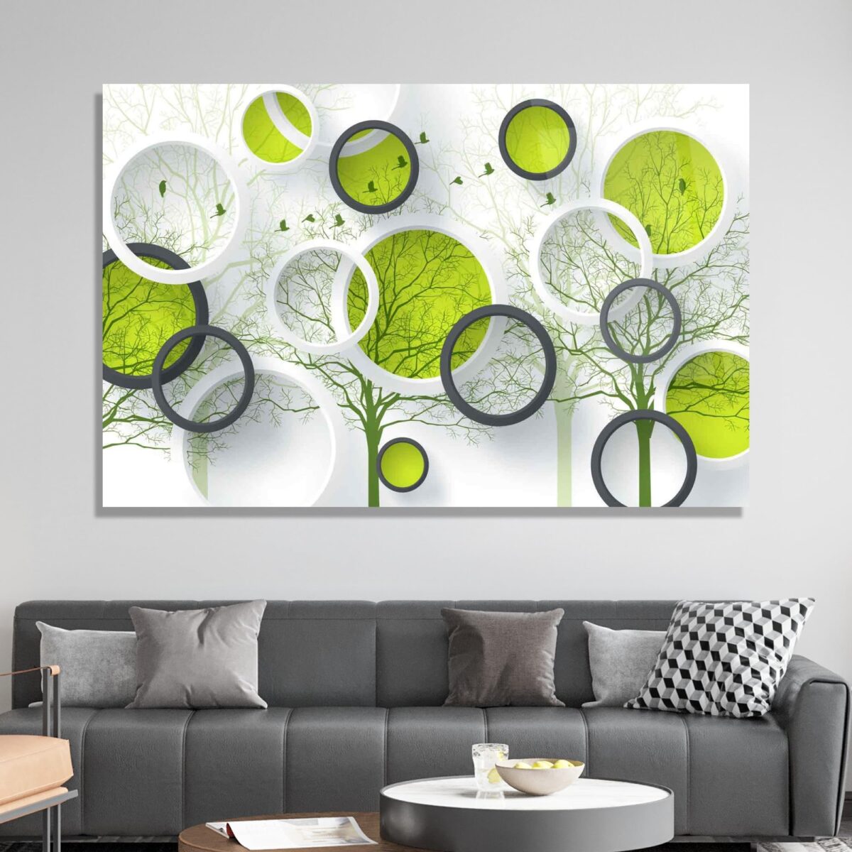 Abstract Trees and Approach Glass Wall Art