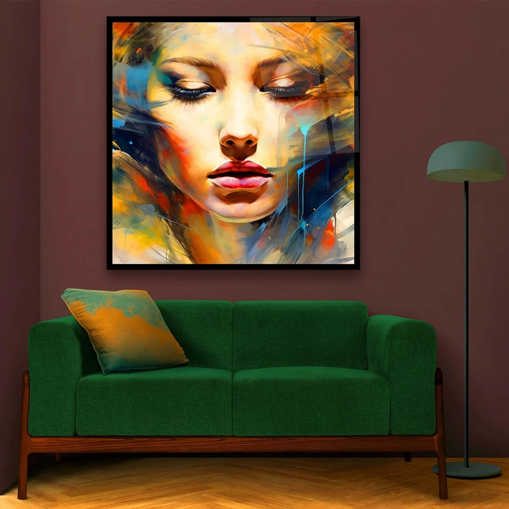 Lady Face Portrait Glass Wall Art