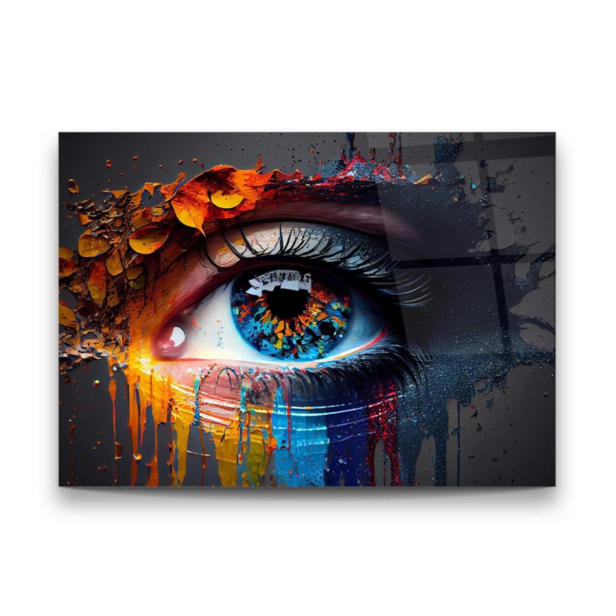 Abstract Eye Color Splash Glass Wall Art