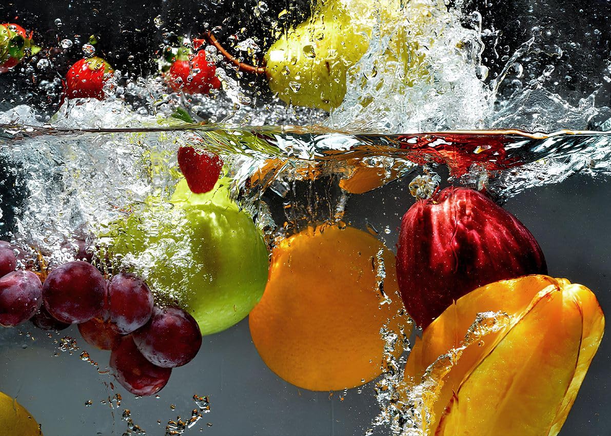 Mixed Fruits Splash Tempered Glass Cutting Board