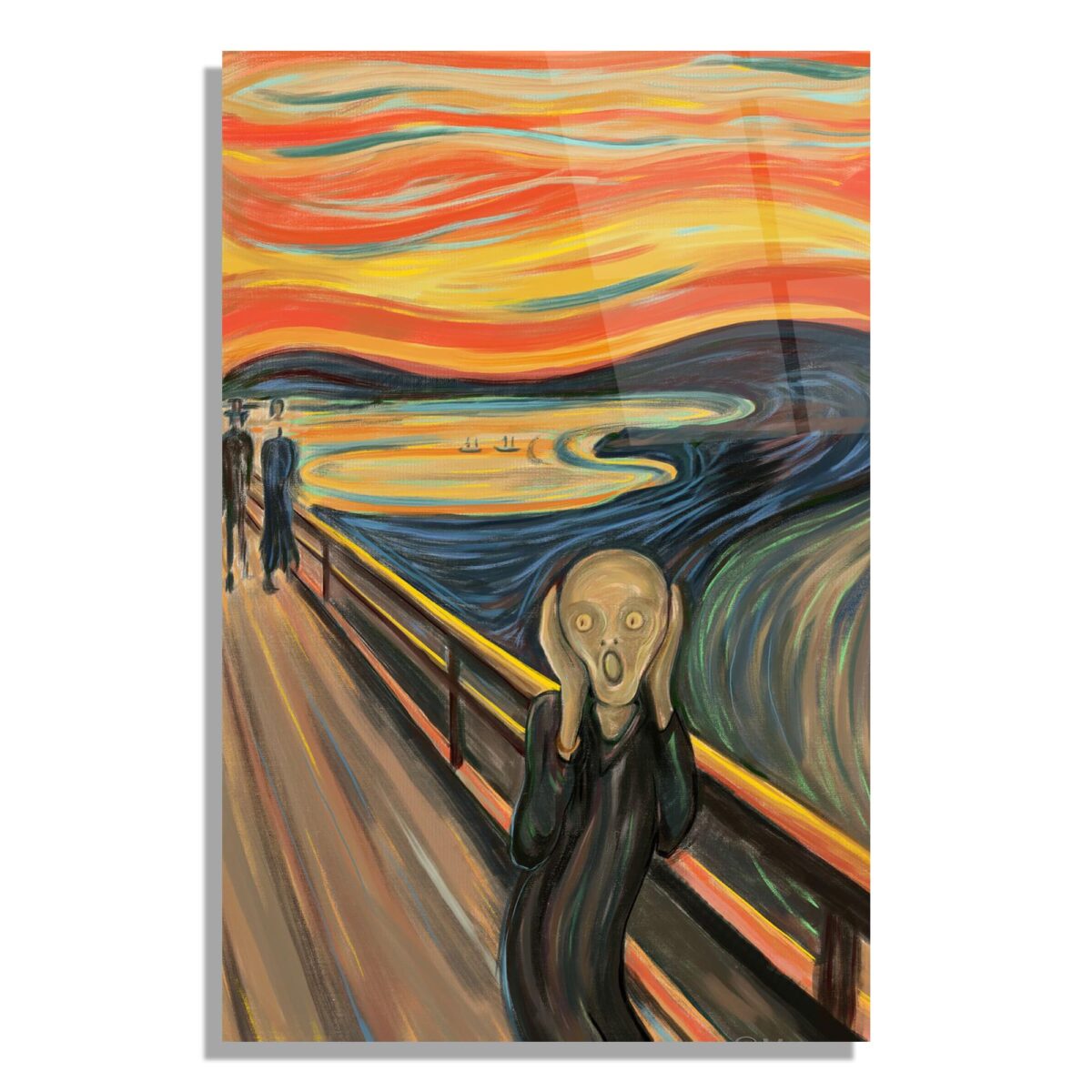 Expressionist Scream Style Painting Glass Wall Art