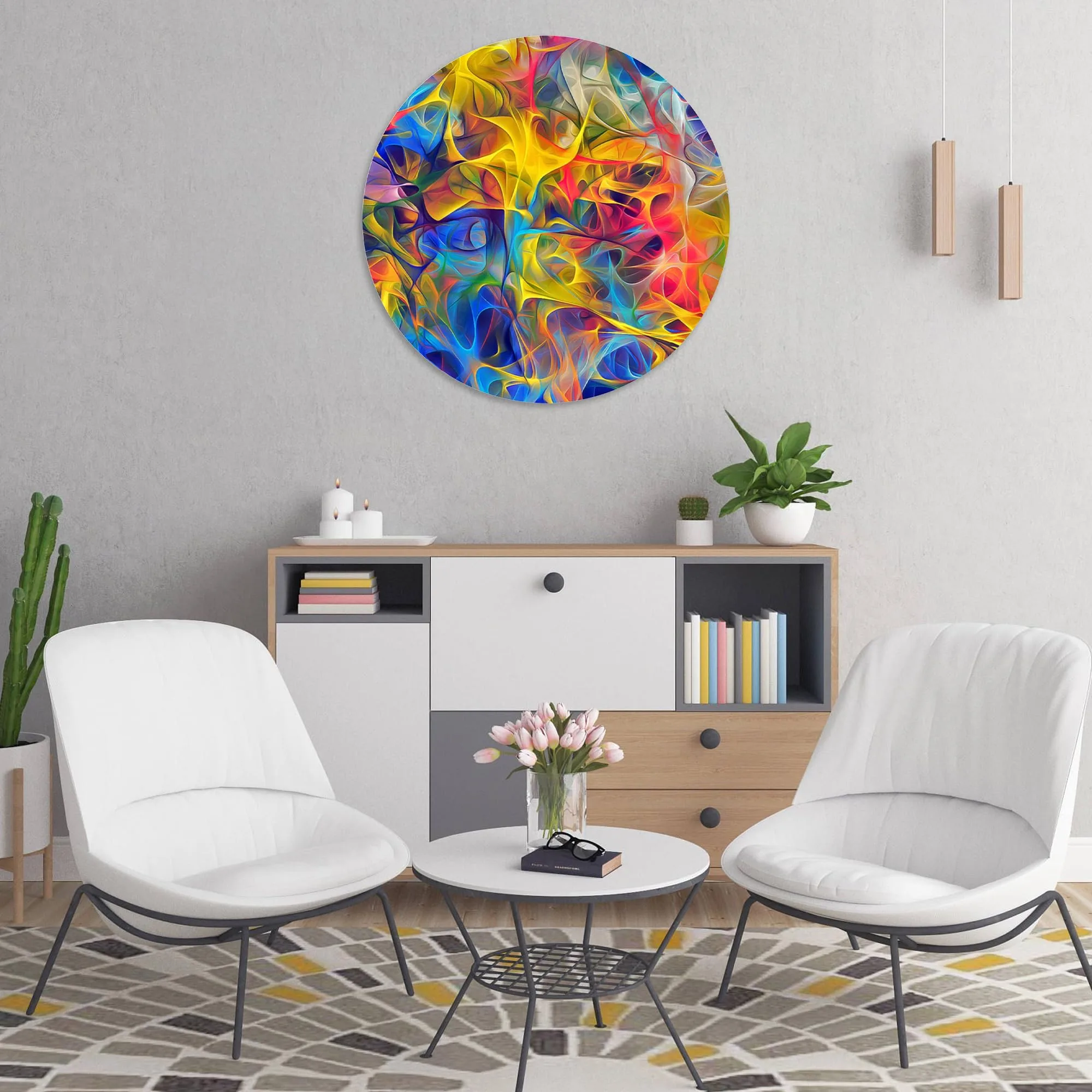 Color Mix Illustration Glass Wall Art