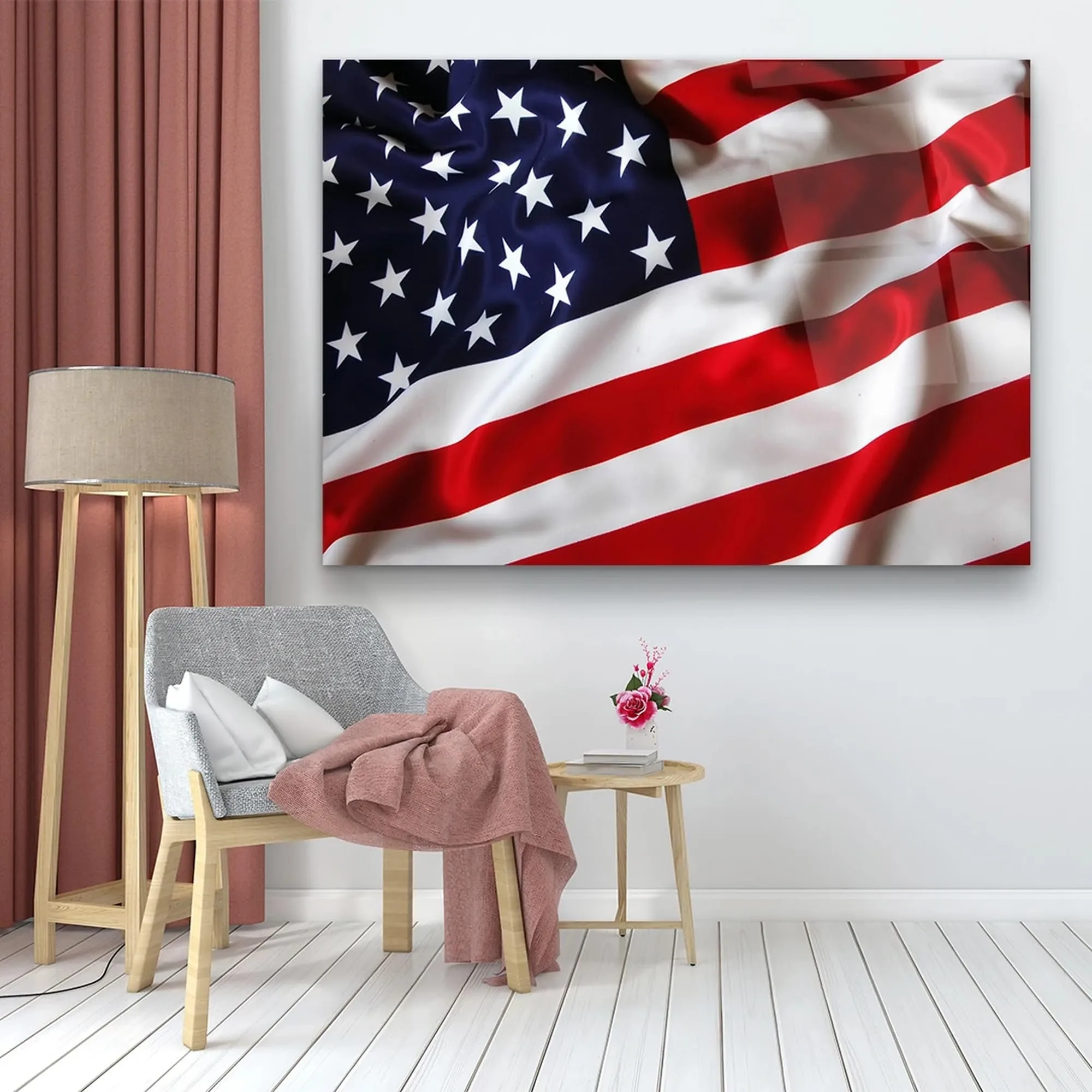American Flag Patriotic Glass Wall Art