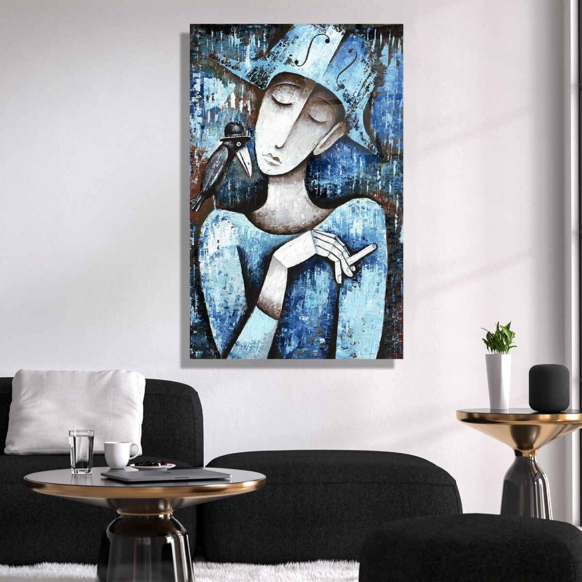 Abstract Woman Portrait Glass Wall Art