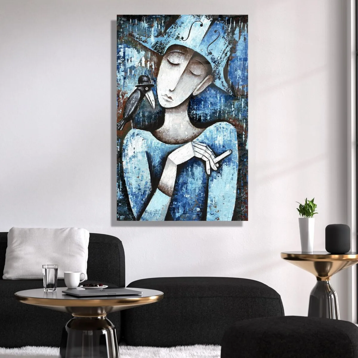 Abstract Woman Portrait Glass Wall Art
