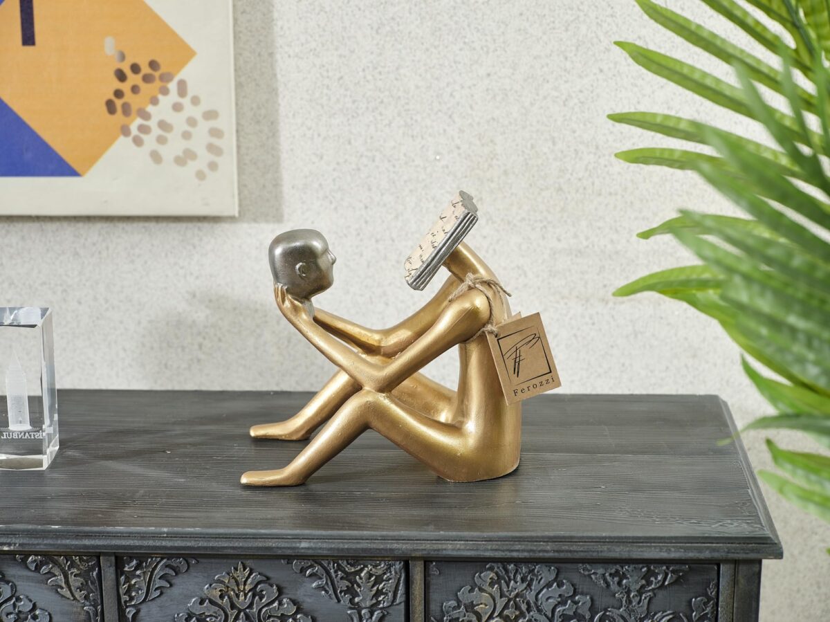 Abstract Man With Book Head Sculpture
