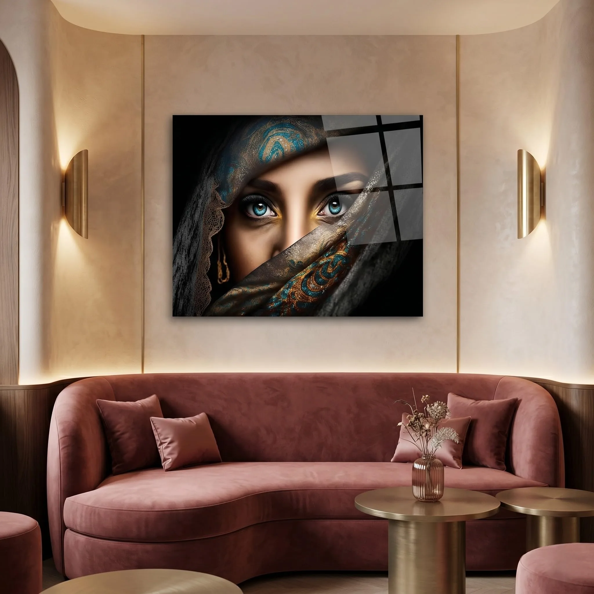 Woman Eyes Portrait Glass Wall Art