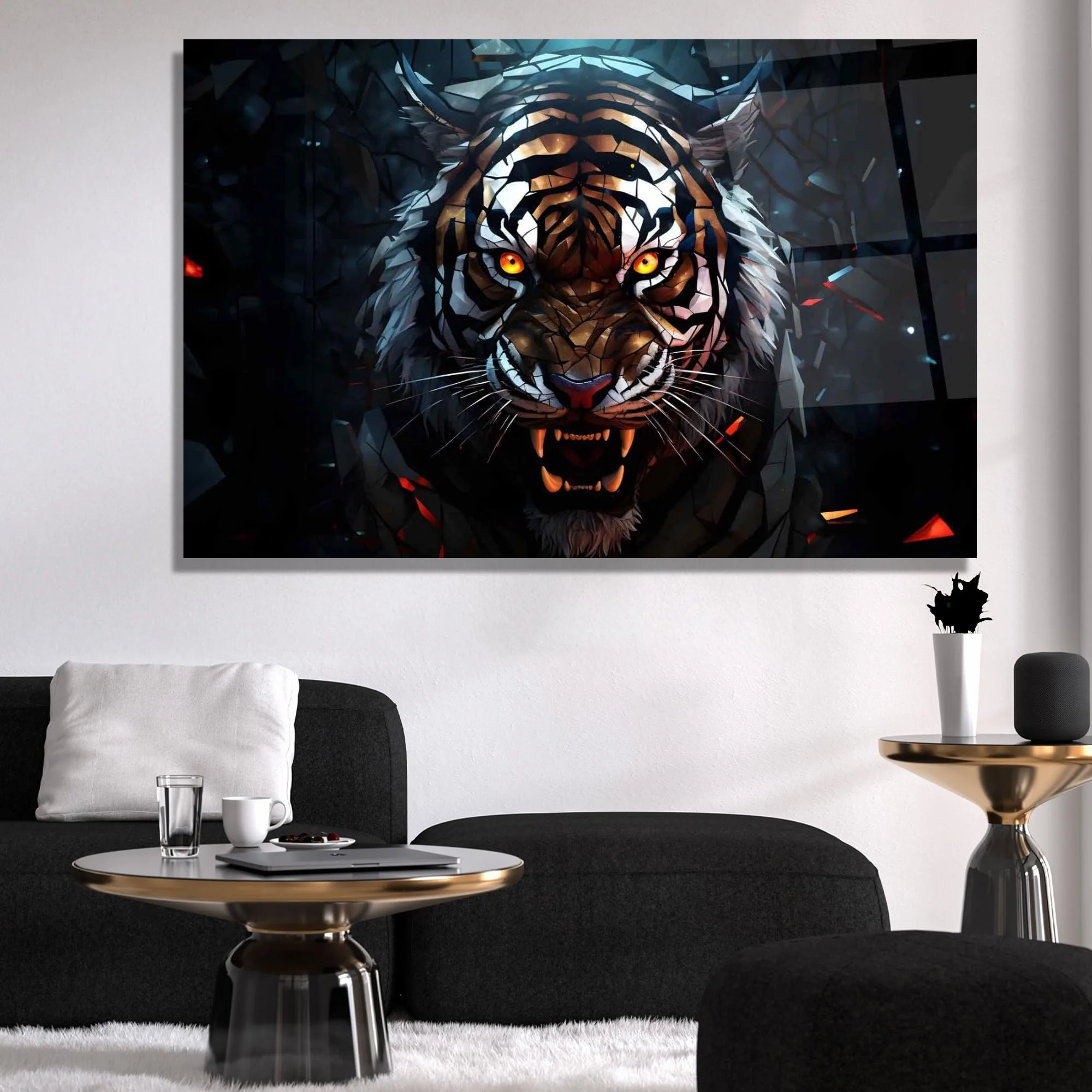 Vicious Tiger Glass Wall Art