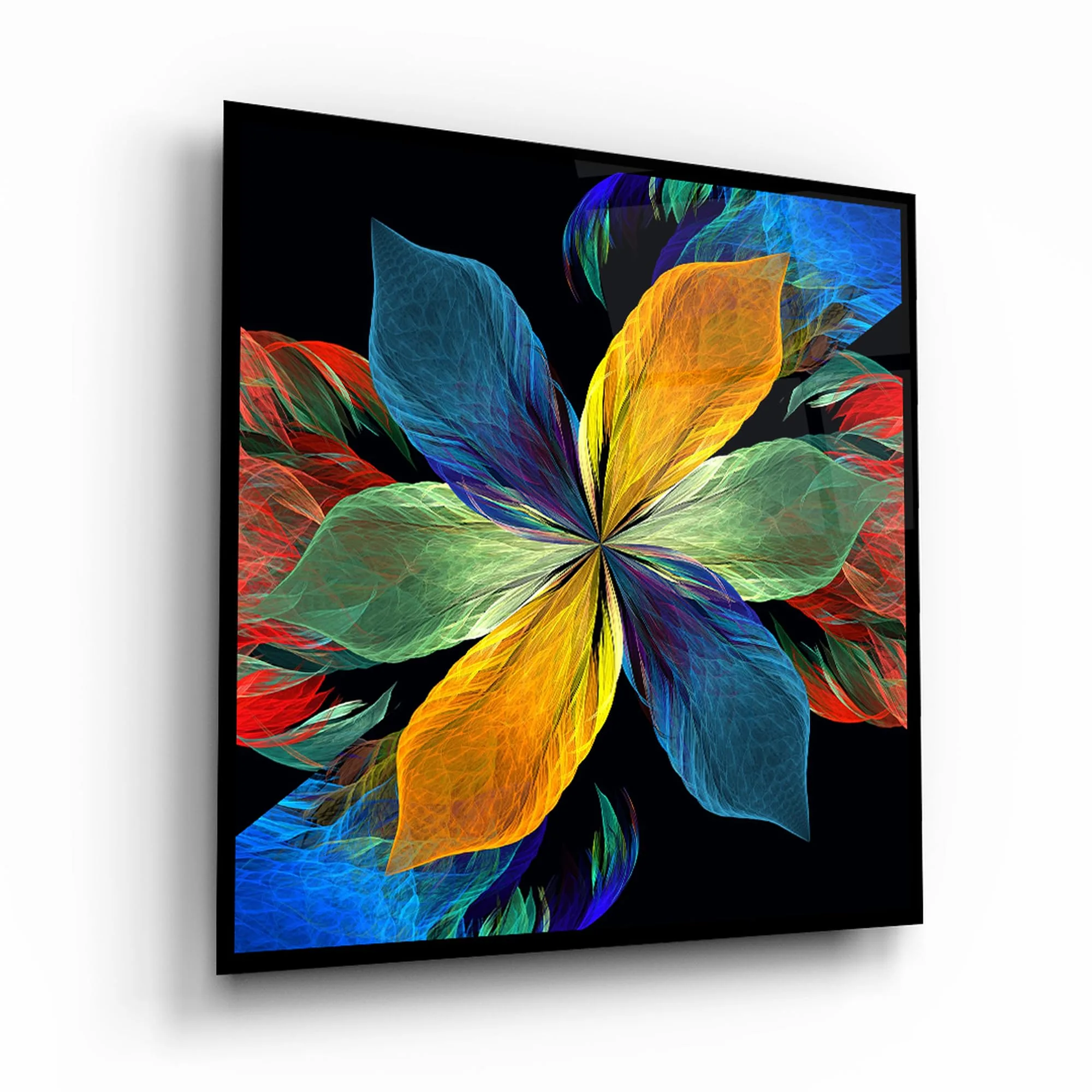Colorful Fractal Flower Glass Wall Art