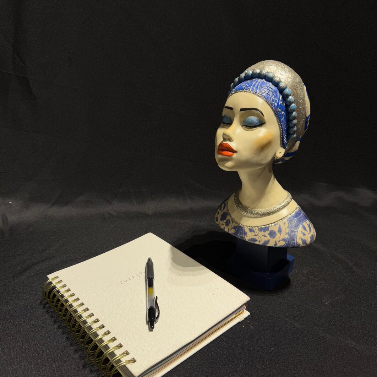 Blue Regal Bust Sculpture