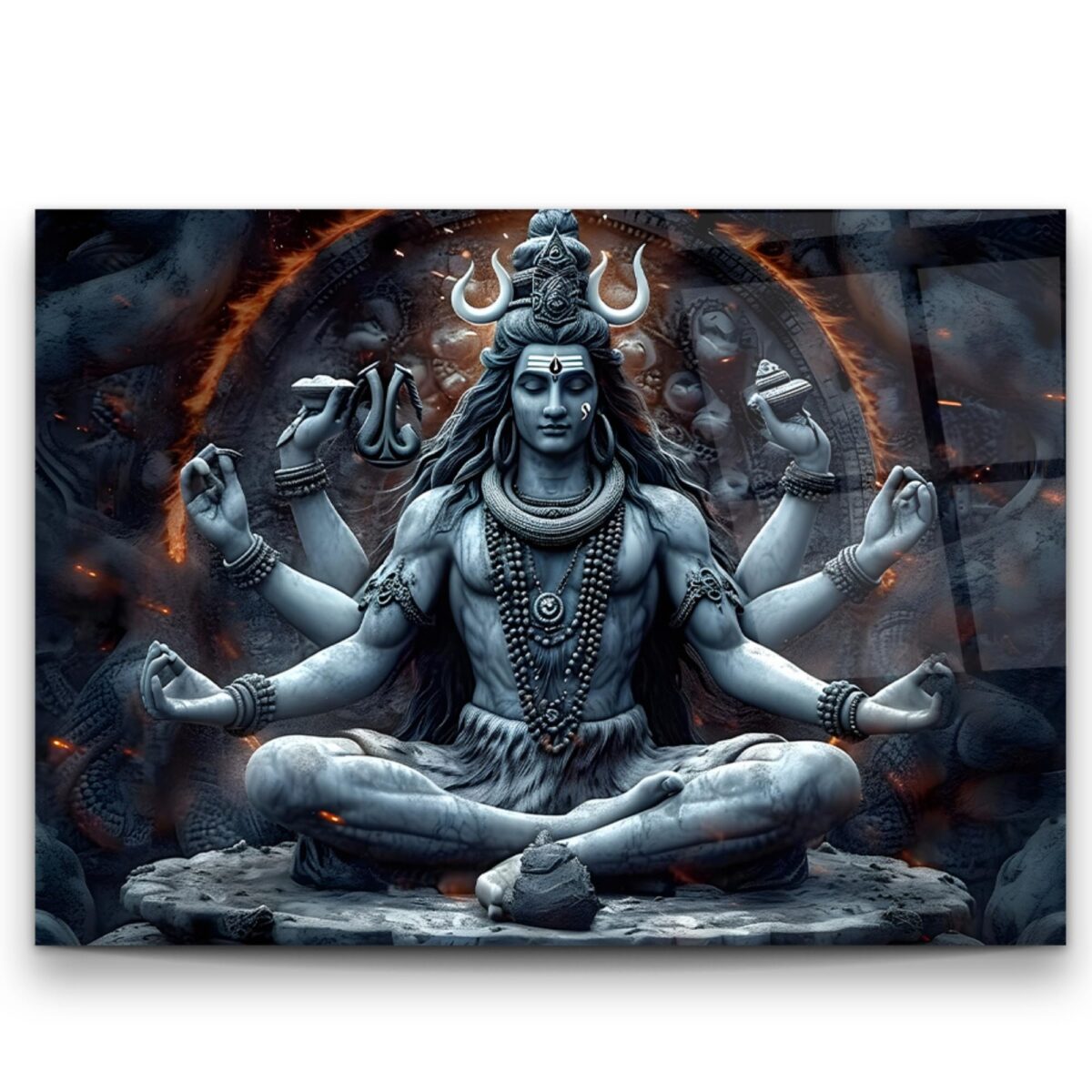 Shiva Meditation Hindu Spiritual Decor Glass Wall Art