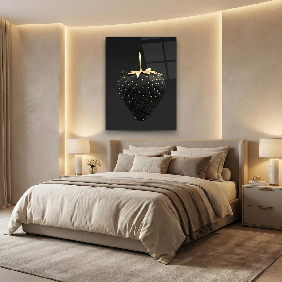 Black Strawberry Glass Wall Art