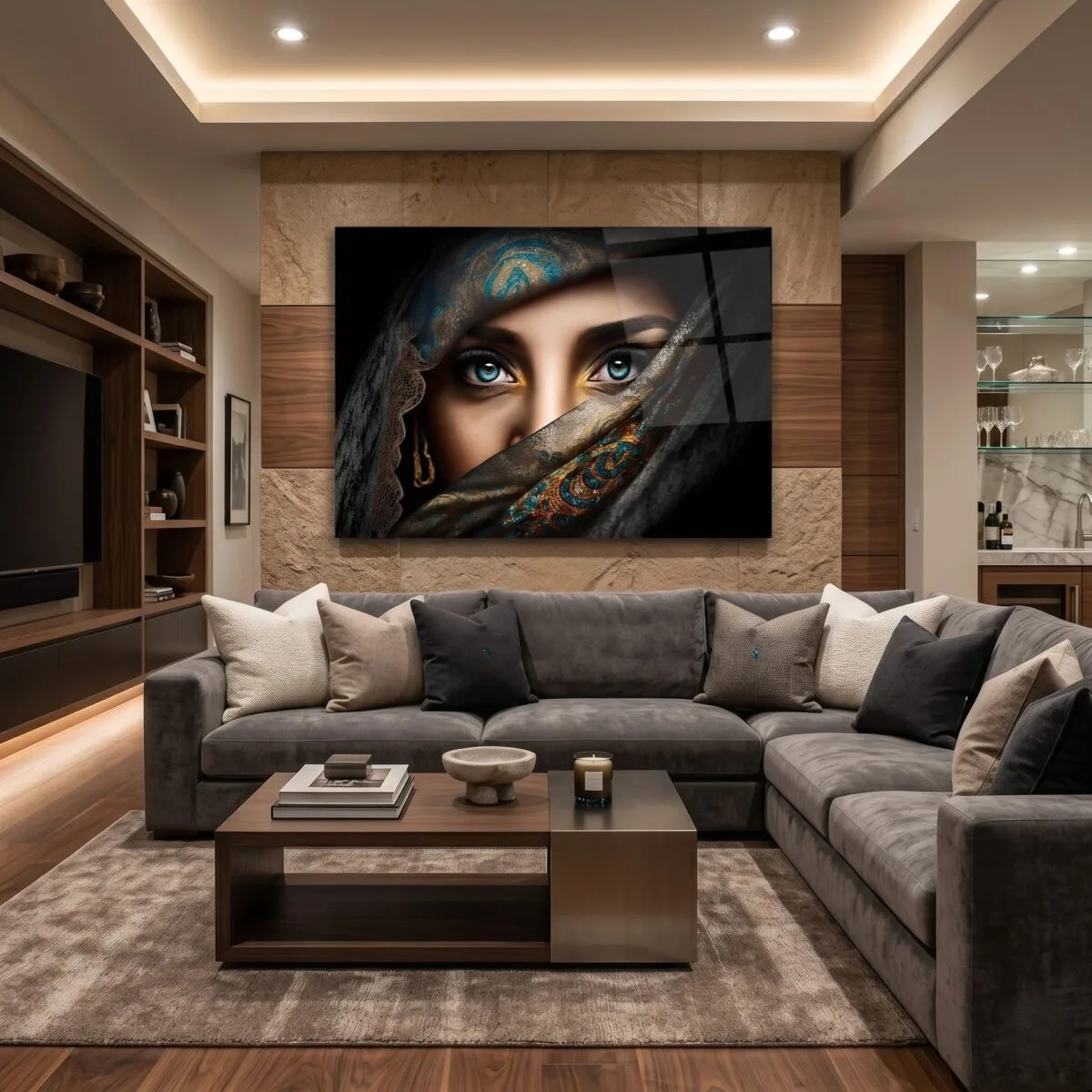 Woman Eyes Portrait Glass Wall Art