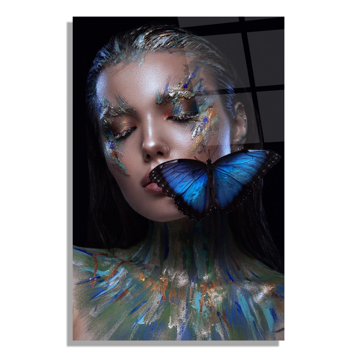 Butterfly Woman Glass Wall Art
